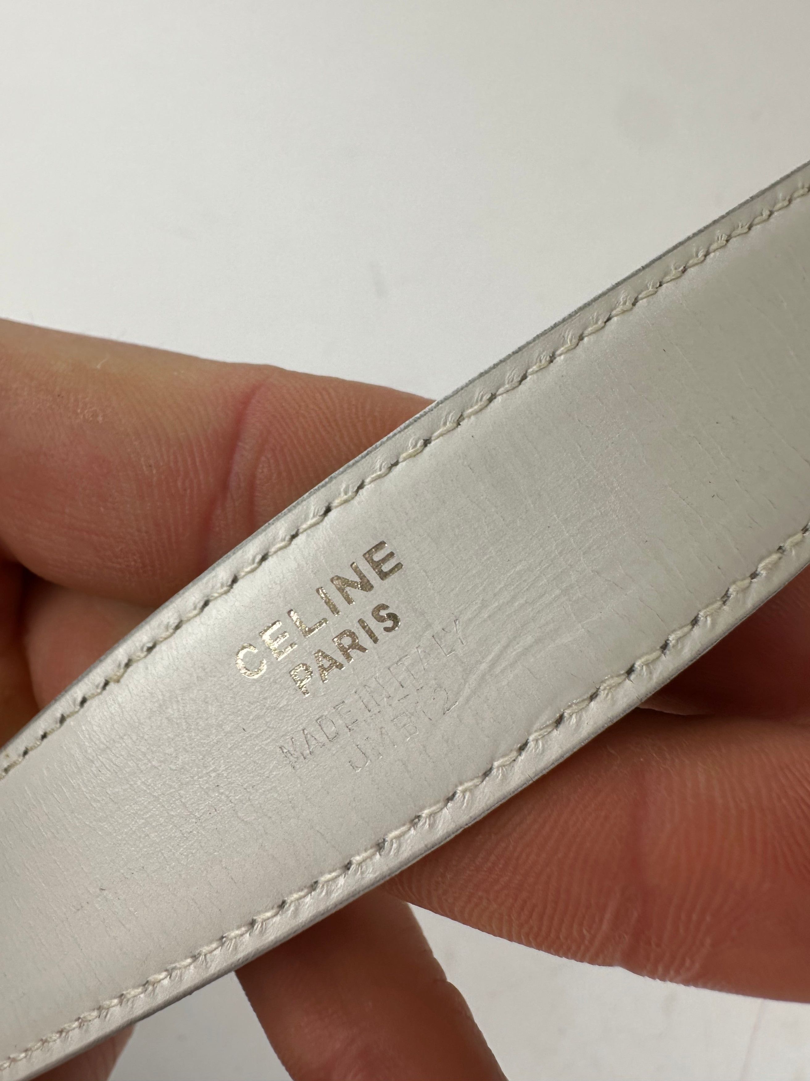 Celine Vintage Belt White Leather Size ONE SIZE - 6 Thumbnail