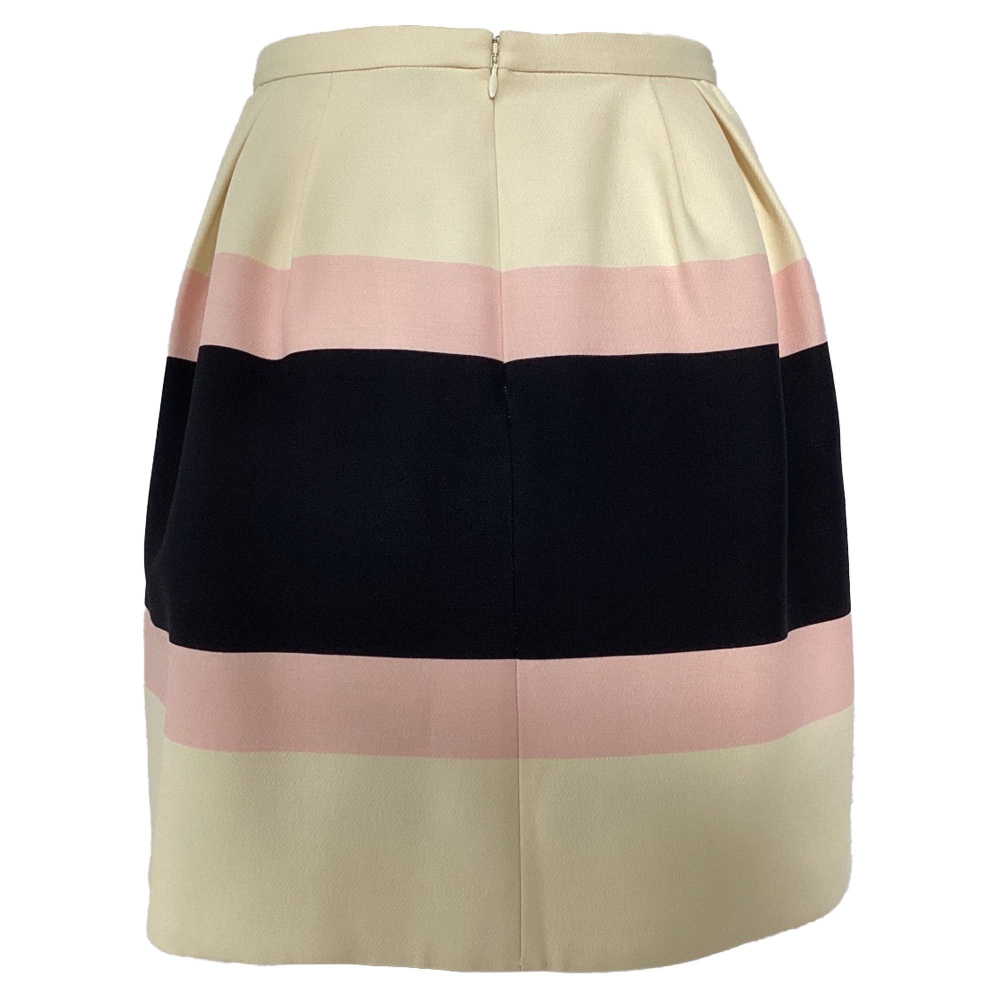 Valentino Valentino Pleated Striped Crepe Mini Skirt in Cream Wool Size 24" / US 00 / IT 34 - 2 Thumbnail