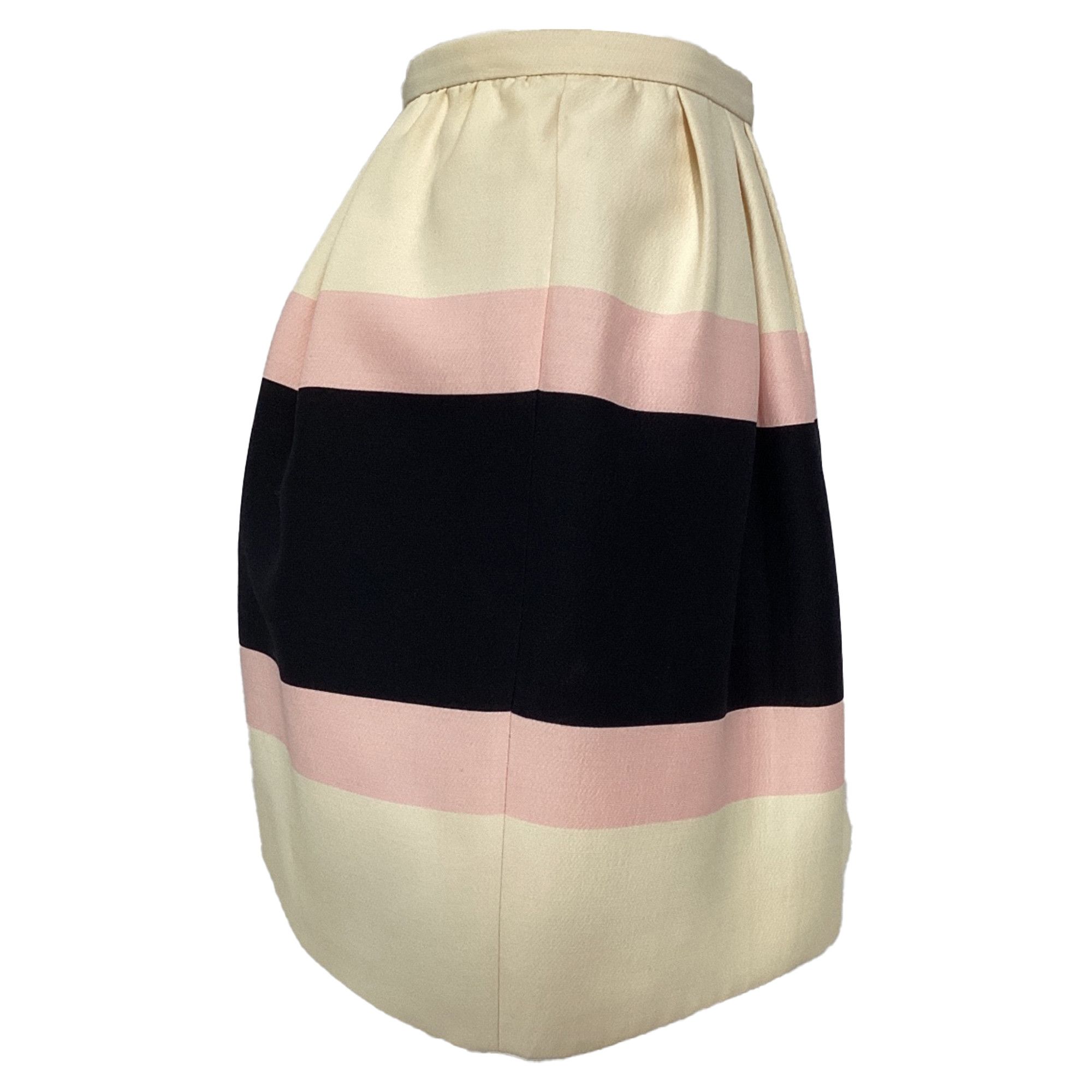 Valentino Valentino Pleated Striped Crepe Mini Skirt in Cream Wool Size 24" / US 00 / IT 34 - 3 Thumbnail