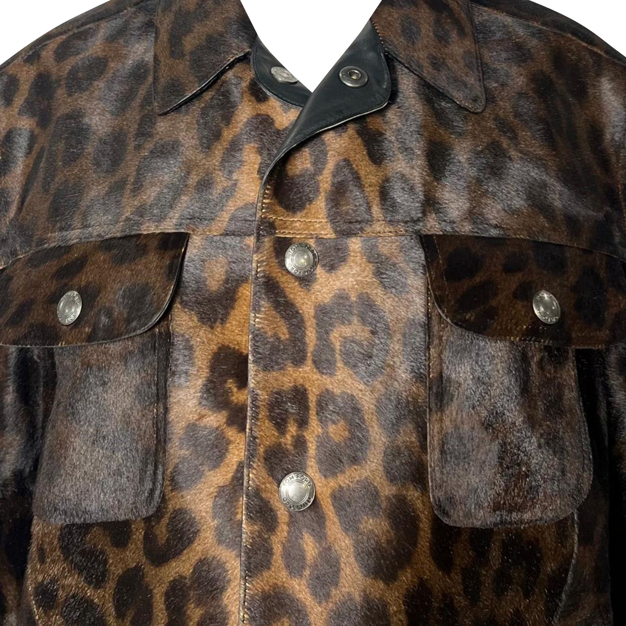 Tom Ford Tom Ford Leopard Print Buttoned Jacket with Pockets in Brow Size L / US 10 / IT 46 - 3 Thumbnail