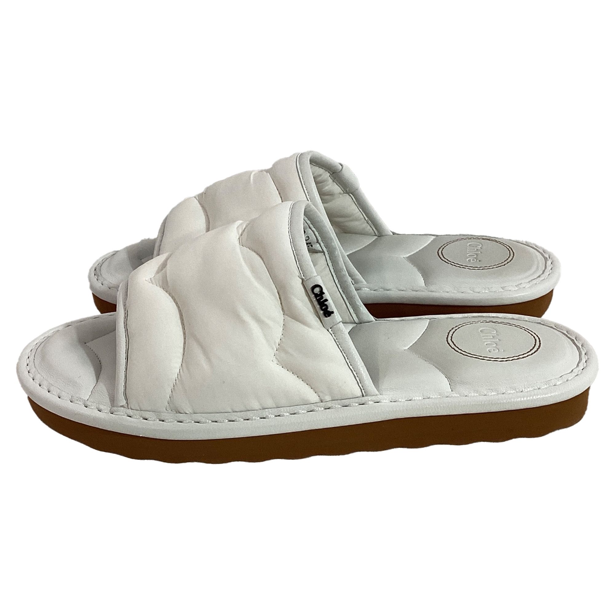 Chloe Chloé Maxie Slip-on Flat Sandals in White Nylon Size US 6 / IT 36 - 2 Thumbnail
