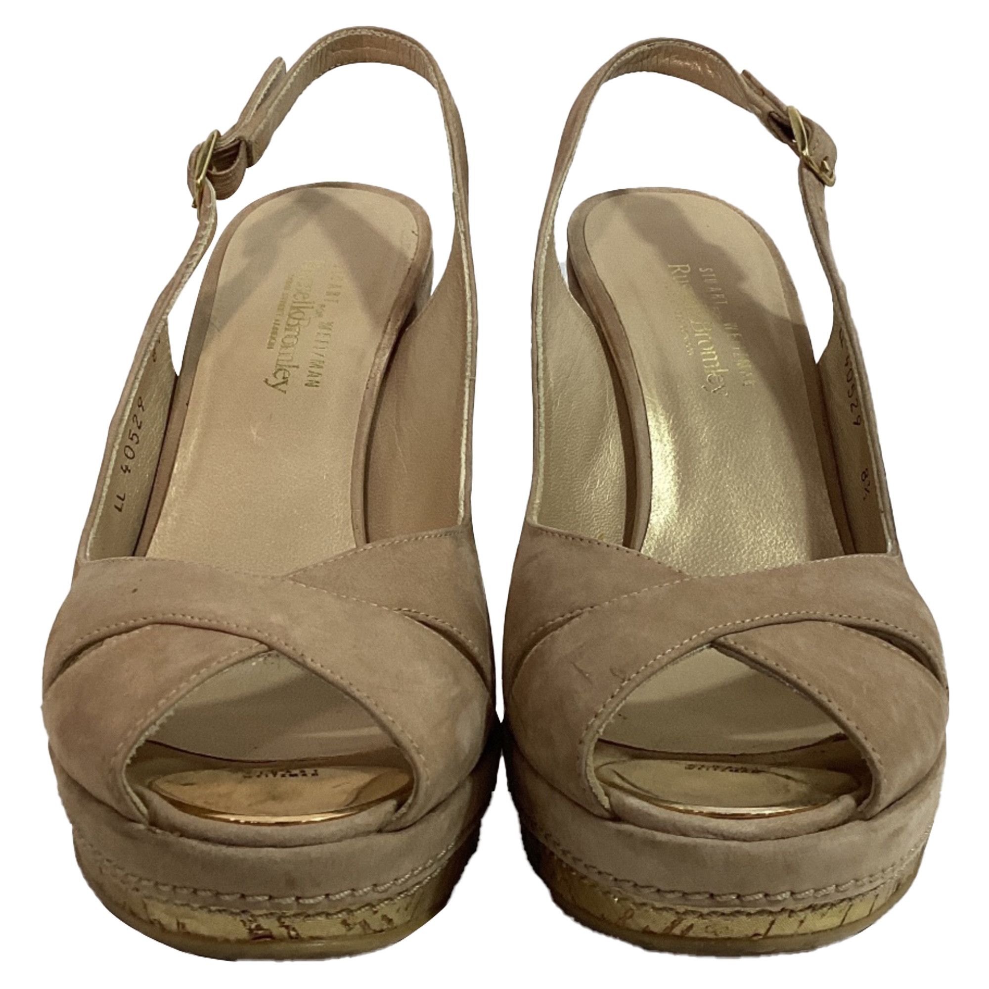 Stuart Weitzman Stuart Weitzman Peep-Toe Slingback Wedge Pumps in Brown Sue Size US 9.5 / IT 39.5 - 3 Thumbnail