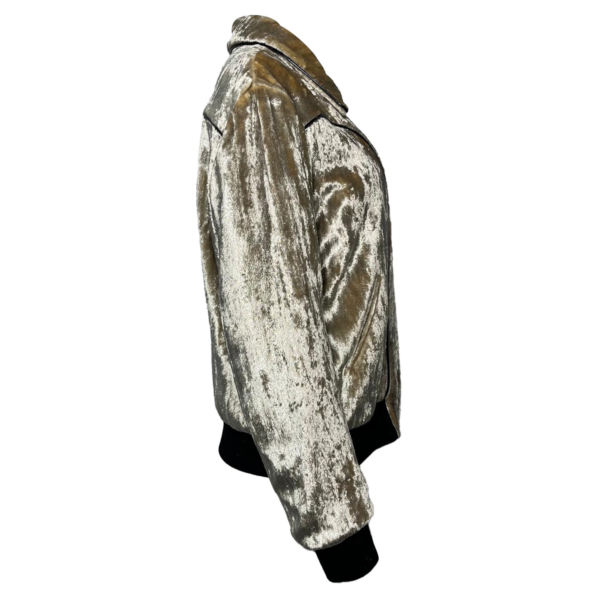 Saint Laurent Paris Saint Laurent Zipped Bomber Jacket in Gold Viscose Size M / US 6-8 / IT 42-44 - 2 Thumbnail