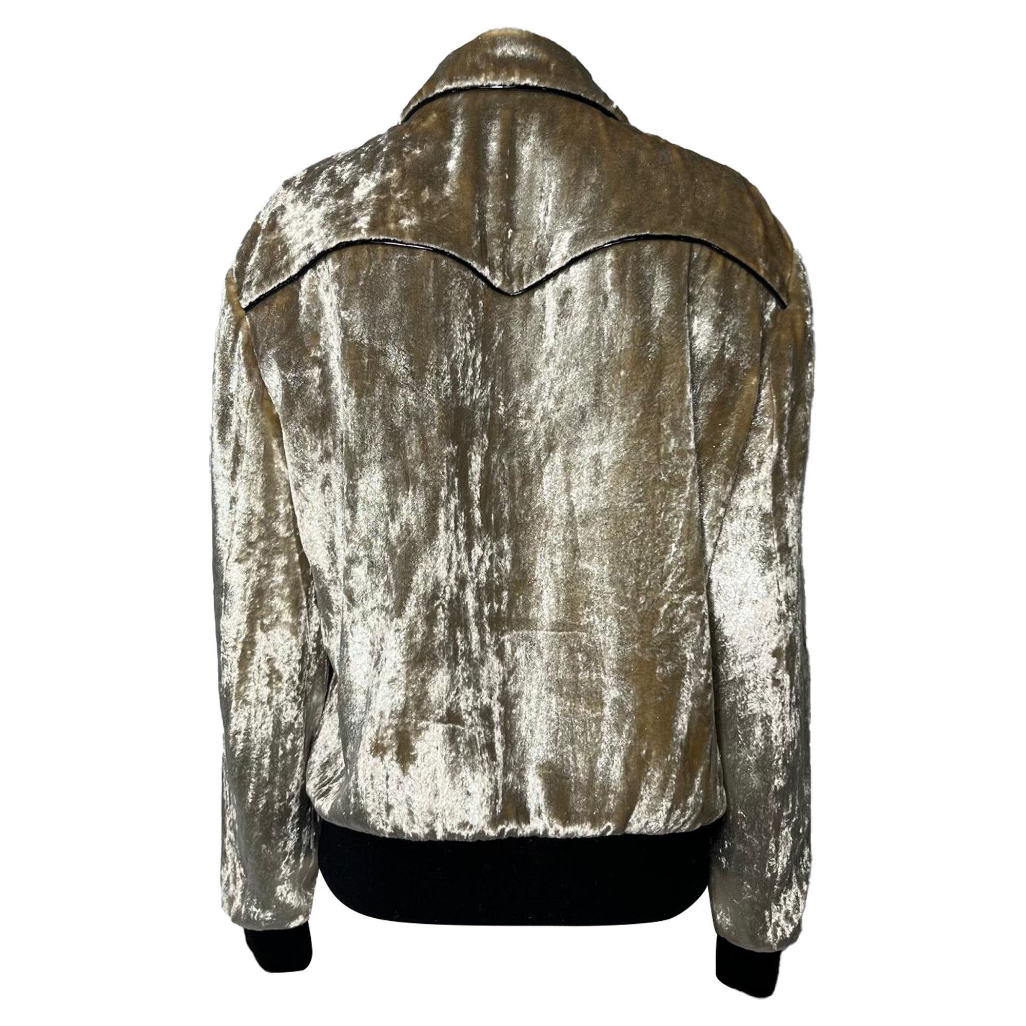 Saint Laurent Paris Saint Laurent Zipped Bomber Jacket in Gold Viscose Size M / US 6-8 / IT 42-44 - 3 Thumbnail