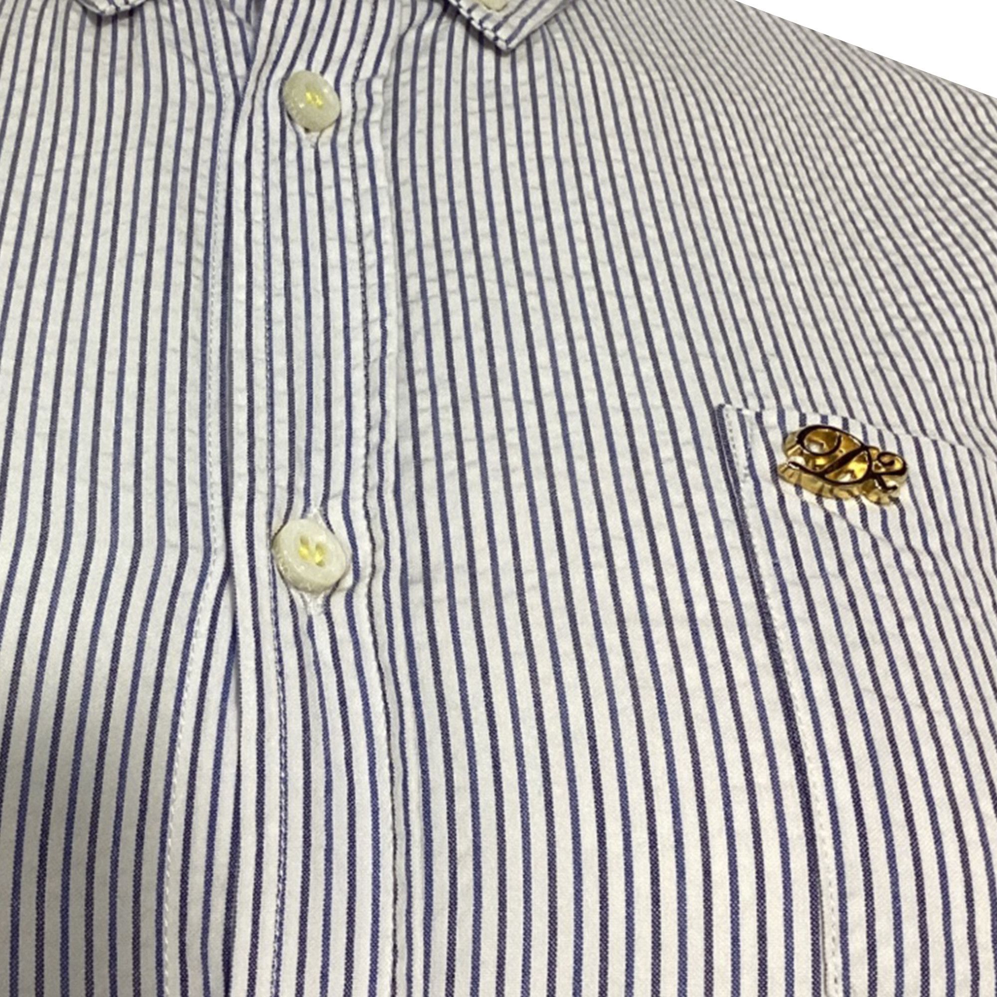 Dsquared2 Dsquared2 Logo Patch Striped Long Sleeve Shirt in Blue and Size XXS / US 00 / IT 34 - 3 Thumbnail