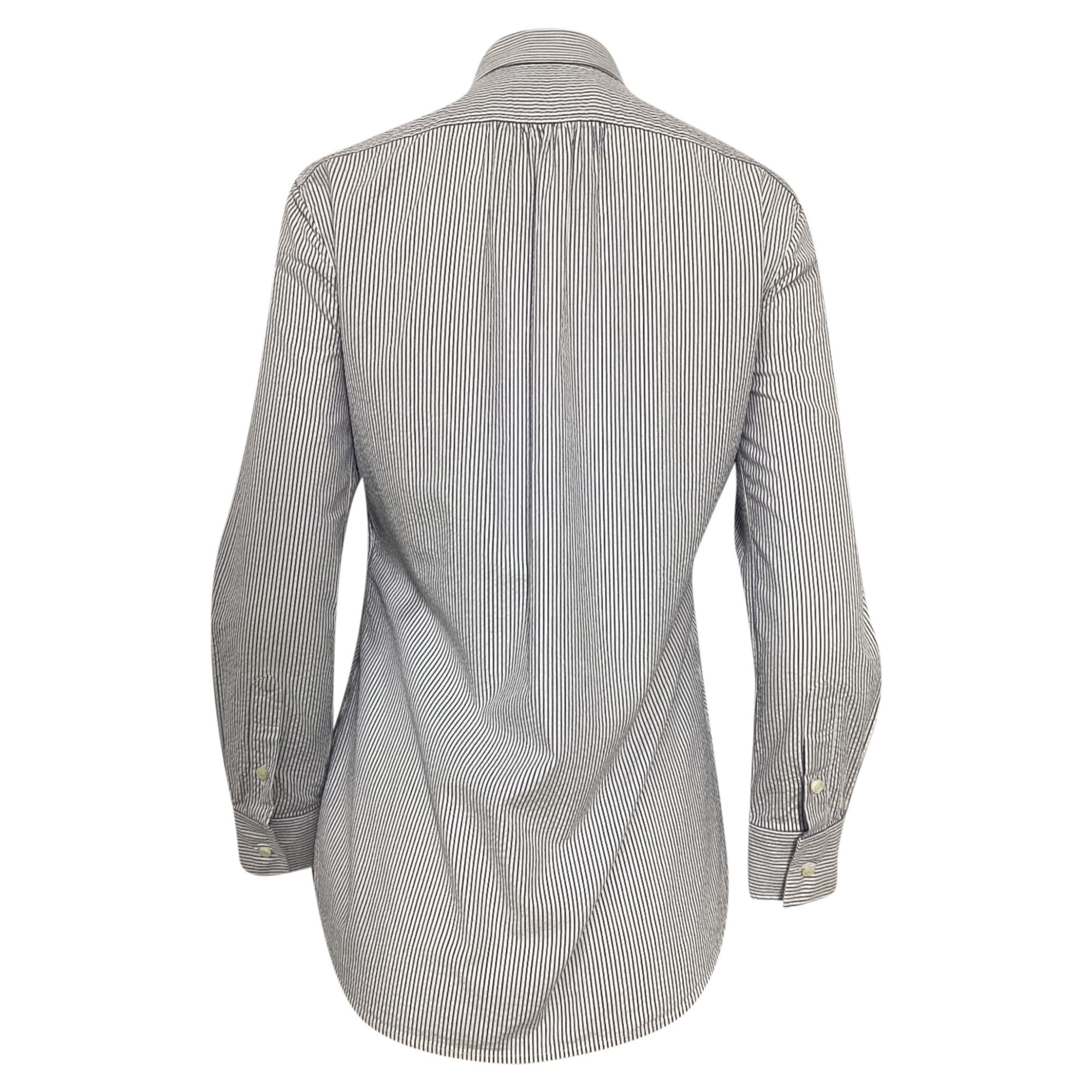 Dsquared2 Dsquared2 Logo Patch Striped Long Sleeve Shirt in Blue and Size XXS / US 00 / IT 34 - 5 Thumbnail
