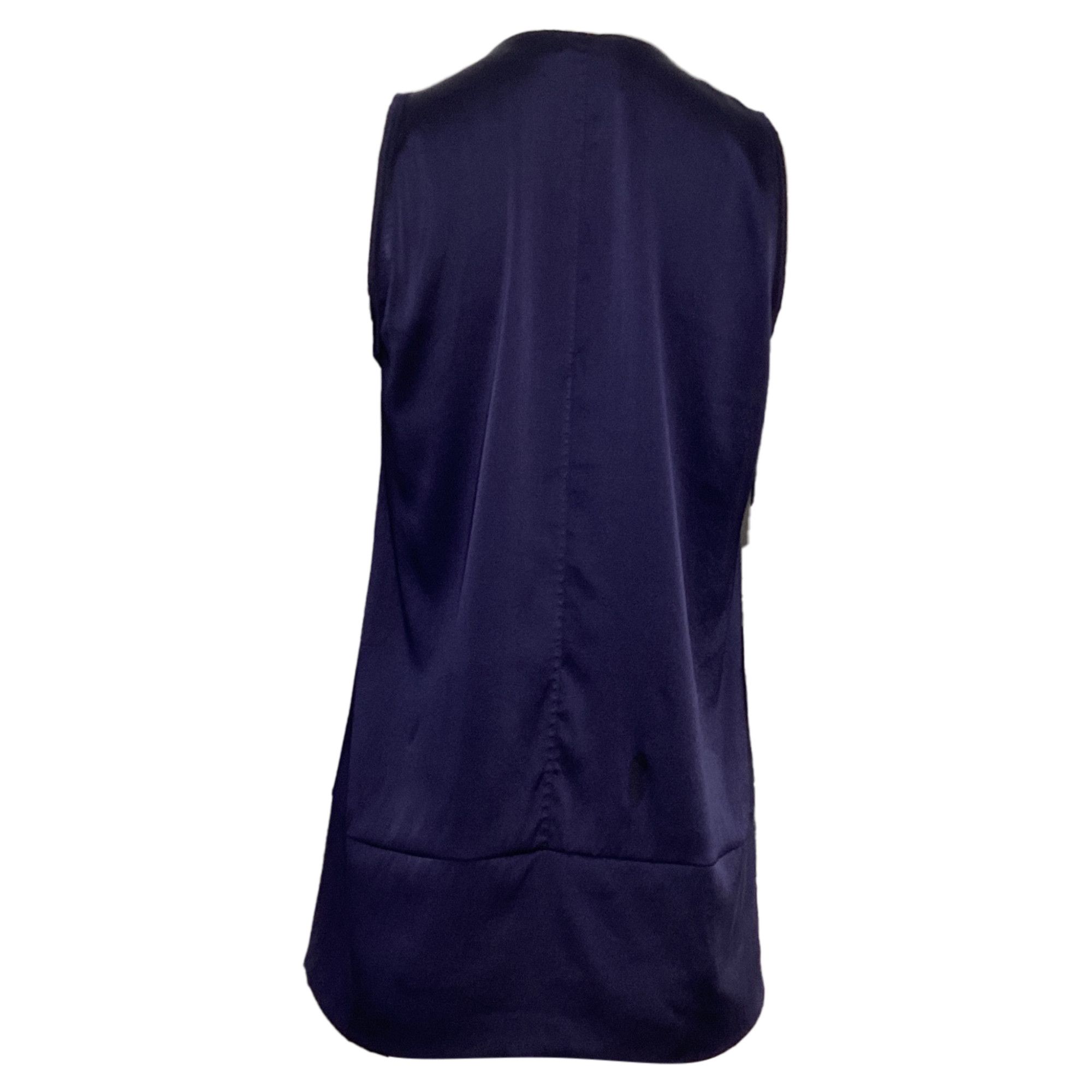 Brunello Cucinelli Brunello Cucinelli Pleated Sleeveless Top in Navy Blue Silk Size XS / US 0-2 / IT 36-38 - 3 Thumbnail