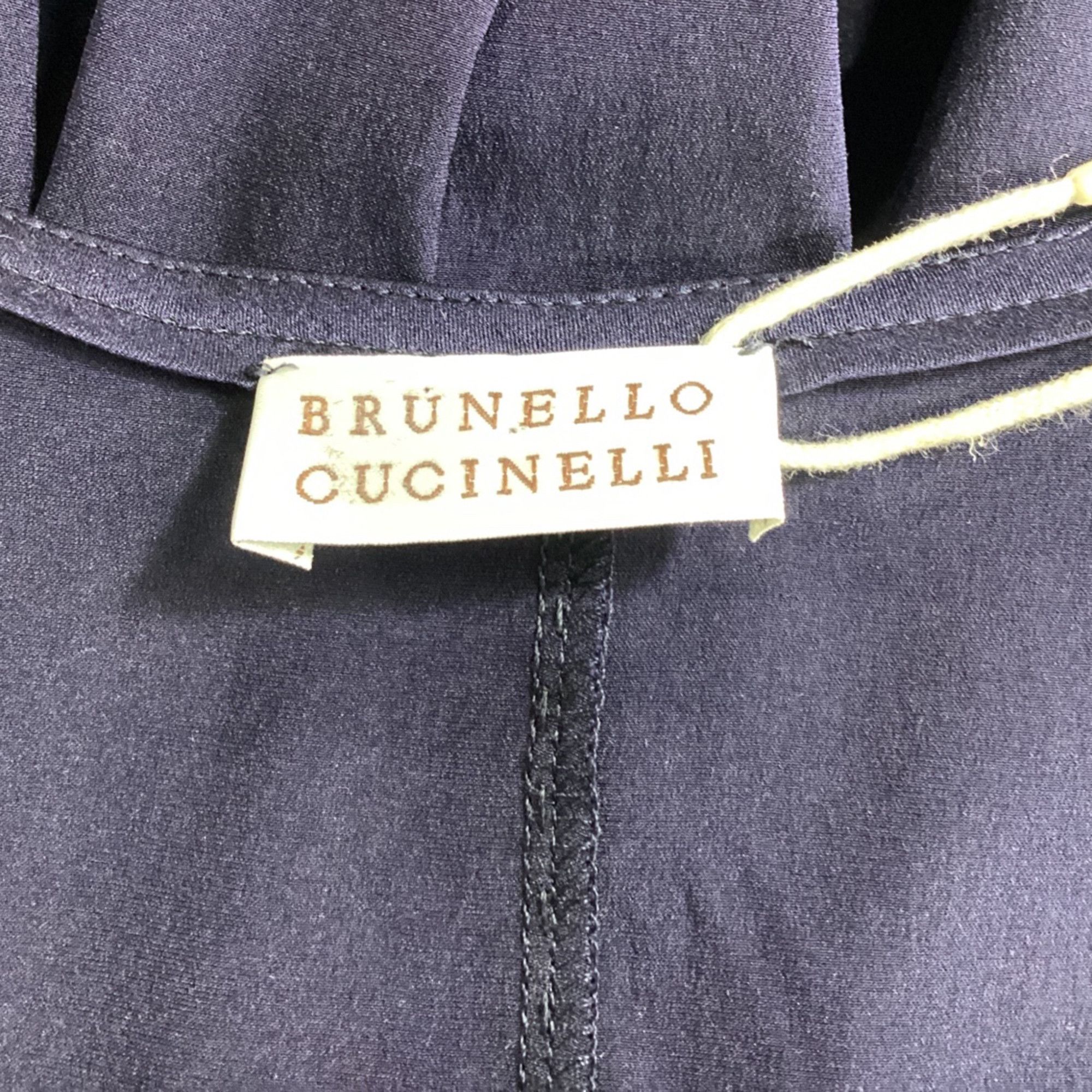 Brunello Cucinelli Brunello Cucinelli Pleated Sleeveless Top in Navy Blue Silk Size XS / US 0-2 / IT 36-38 - 5 Thumbnail