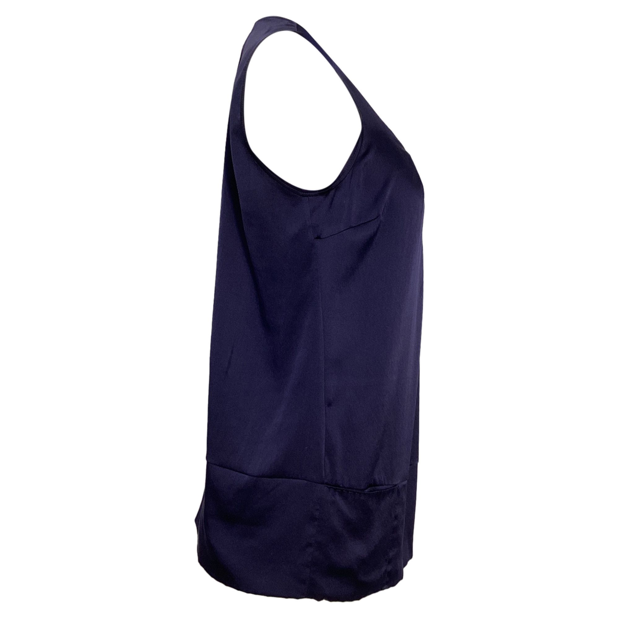 Brunello Cucinelli Brunello Cucinelli Pleated Sleeveless Top in Navy Blue Silk Size XS / US 0-2 / IT 36-38 - 2 Thumbnail