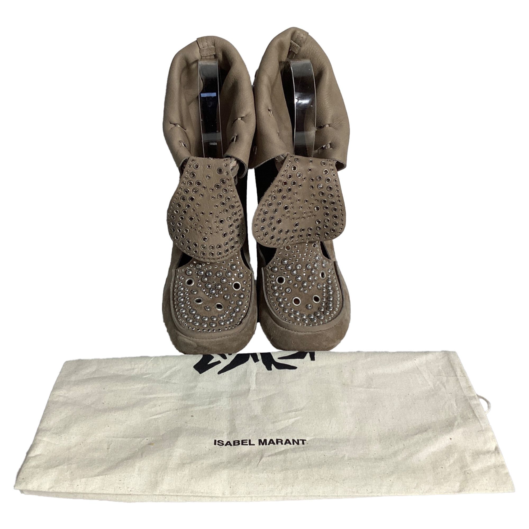 Isabel Marant Isabel Marant Mossa Studded Cut Out Ankle Boots in Brown Su Size US 10 / IT 40 - 6 Thumbnail