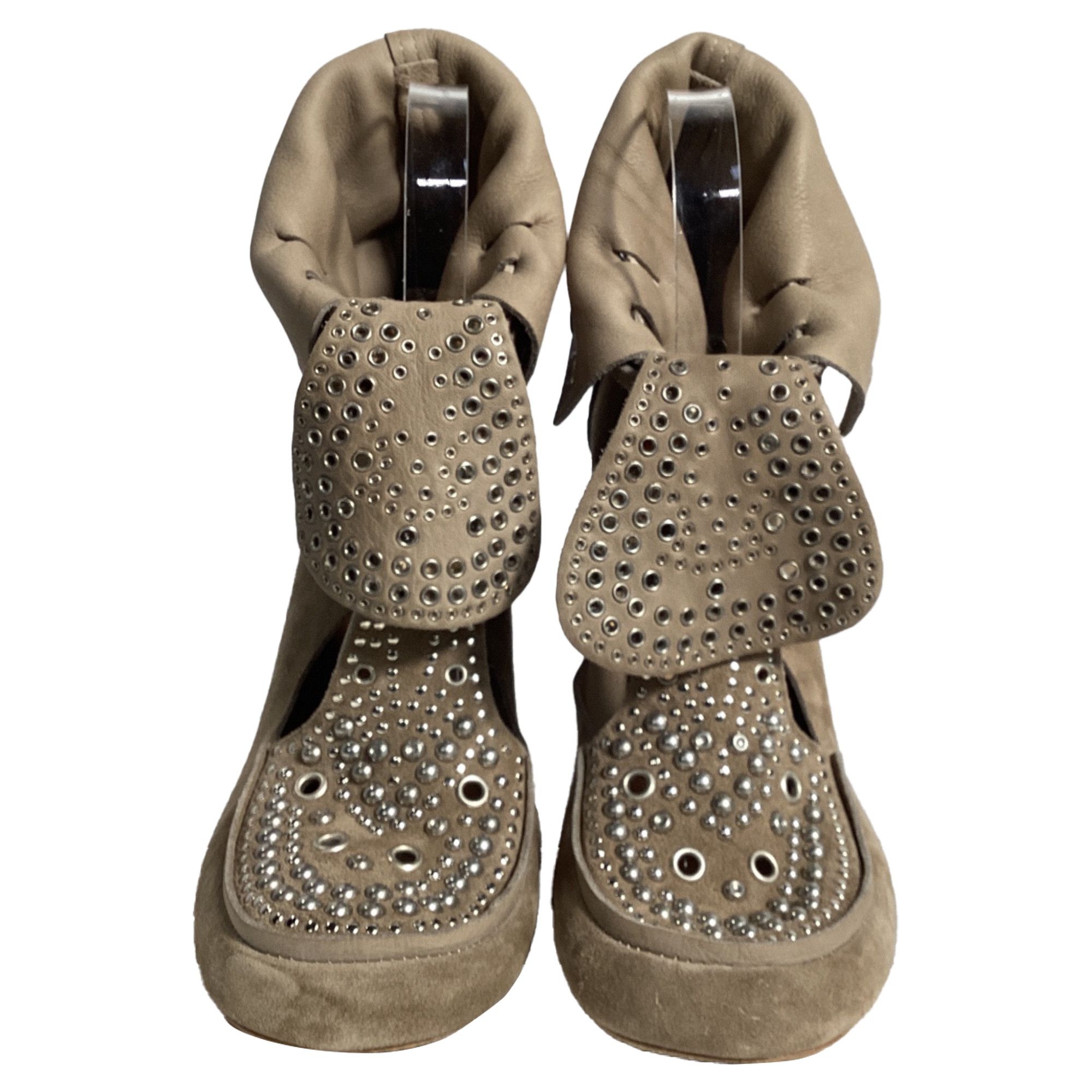 Isabel Marant Isabel Marant Mossa Studded Cut Out Ankle Boots in Brown Su Size US 10 / IT 40 - 2 Thumbnail