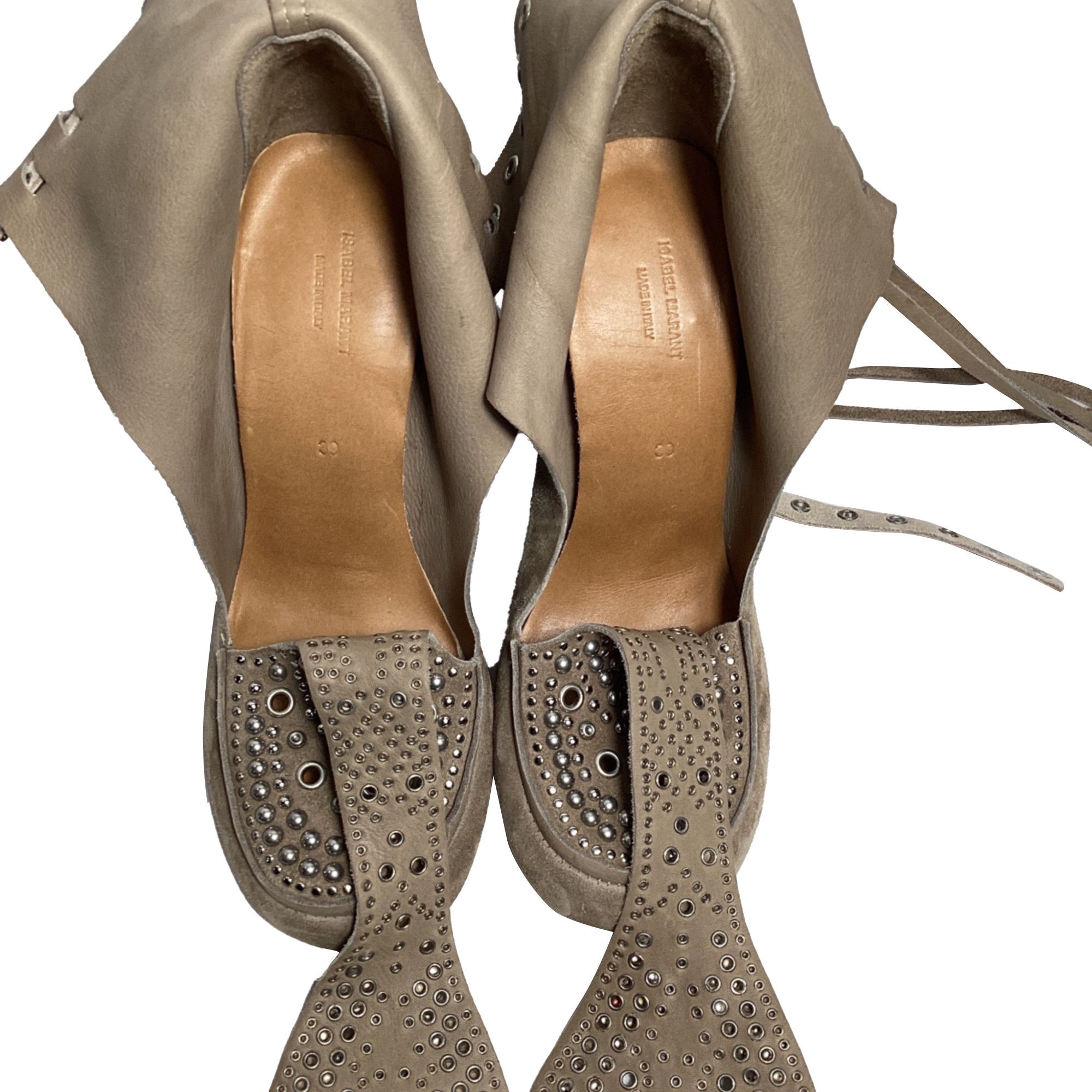 Isabel Marant Isabel Marant Mossa Studded Cut Out Ankle Boots in Brown Su Size US 10 / IT 40 - 7 Thumbnail
