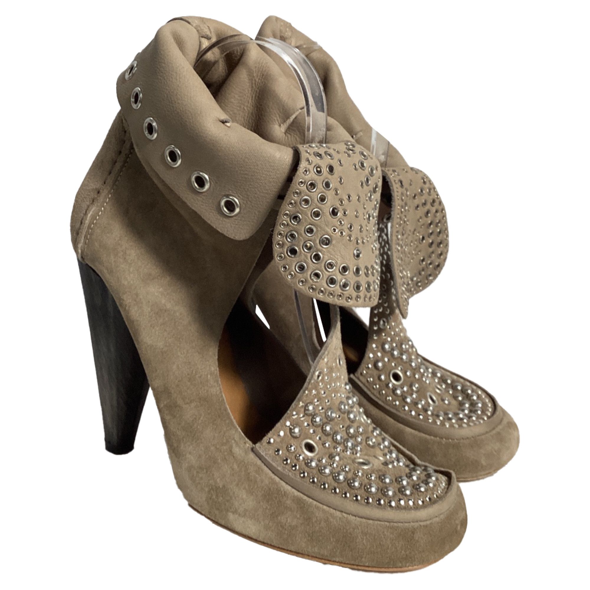 Isabel Marant Isabel Marant Mossa Studded Cut Out Ankle Boots in Brown Su Size US 10 / IT 40 - 5 Thumbnail