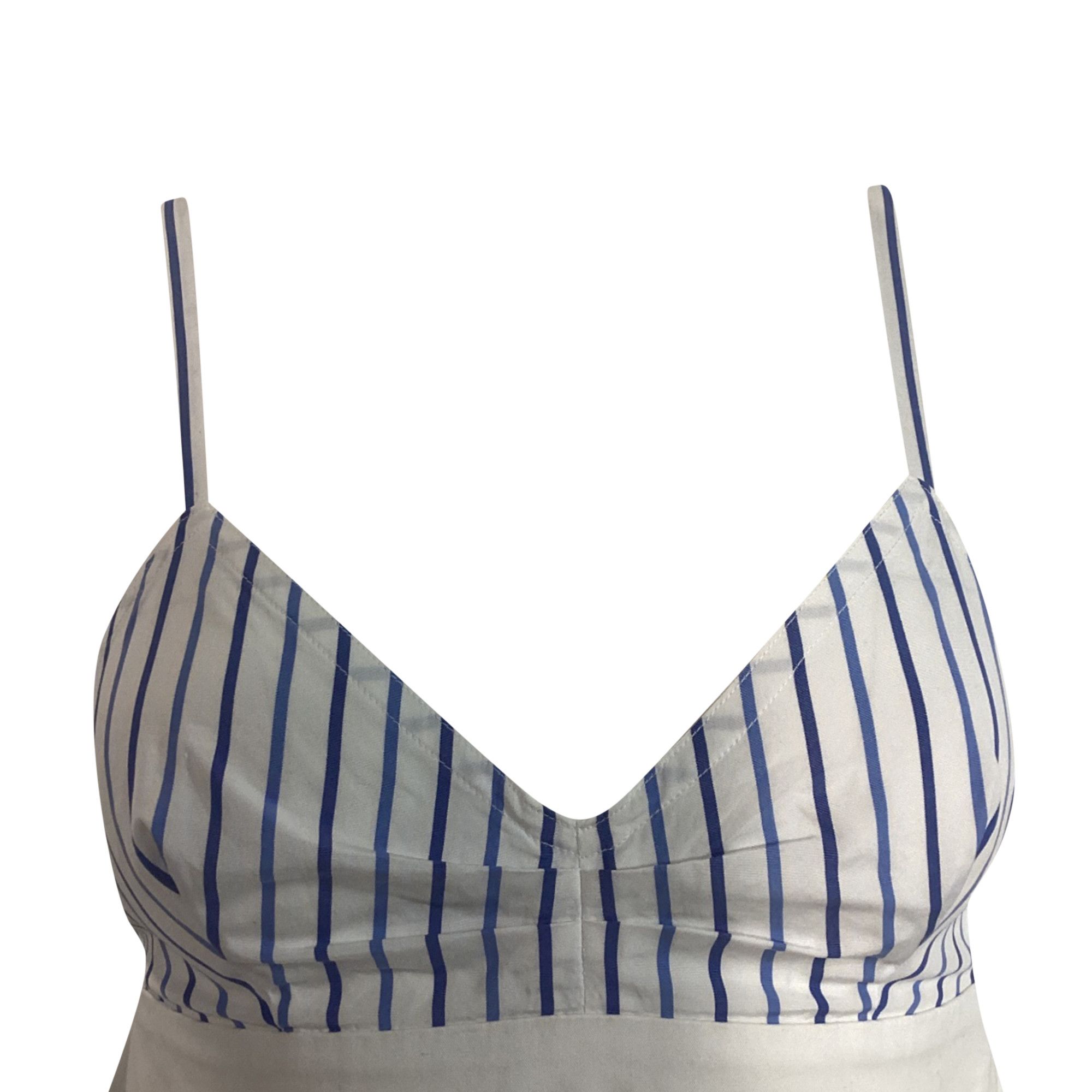 Dries Van Noten Dries Van Noten Stiped Bra Top Midi Dress in Navy Blue Cotto Size XXS / US 00 / IT 34 - 2 Thumbnail