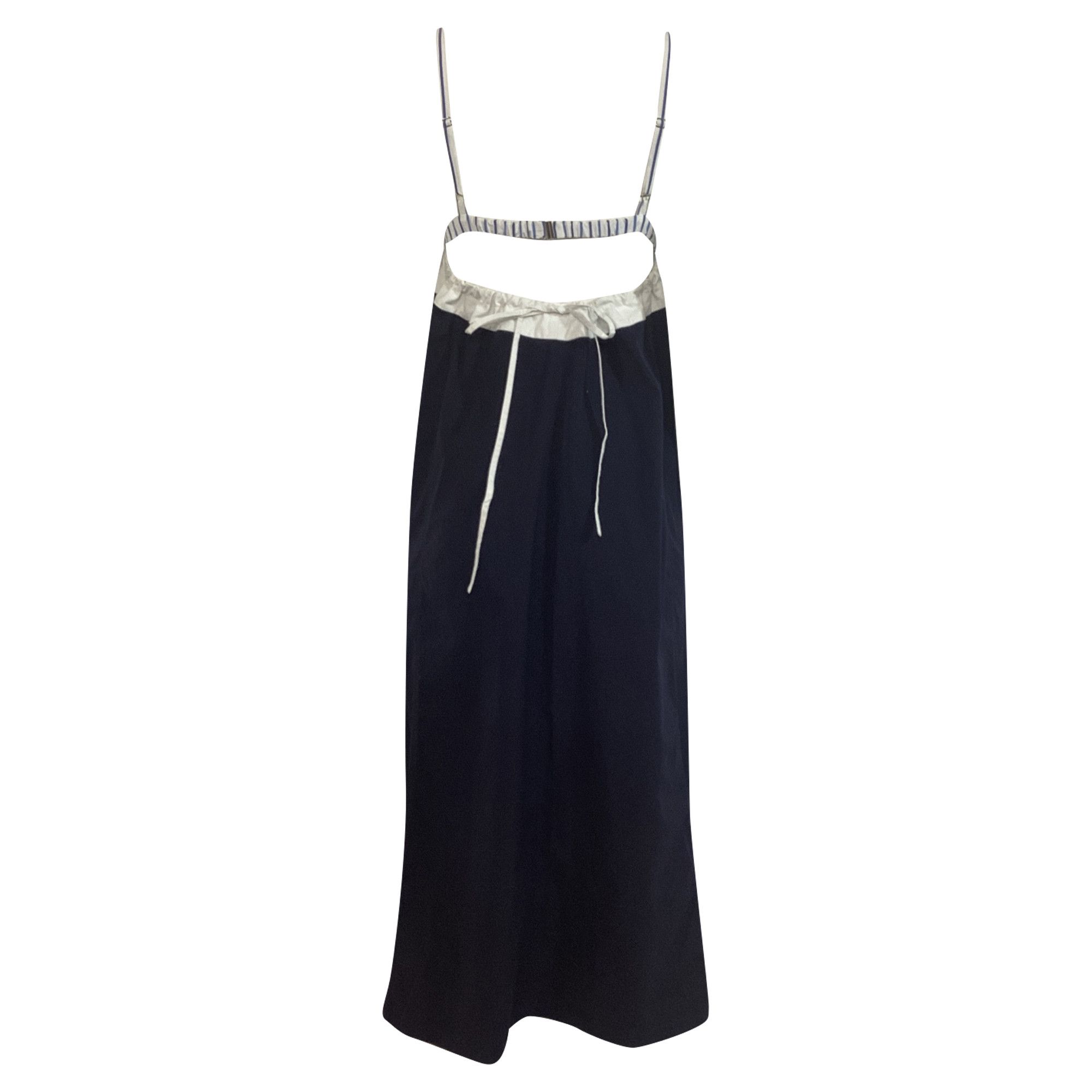 Dries Van Noten Dries Van Noten Stiped Bra Top Midi Dress in Navy Blue Cotto Size XXS / US 00 / IT 34 - 3 Thumbnail