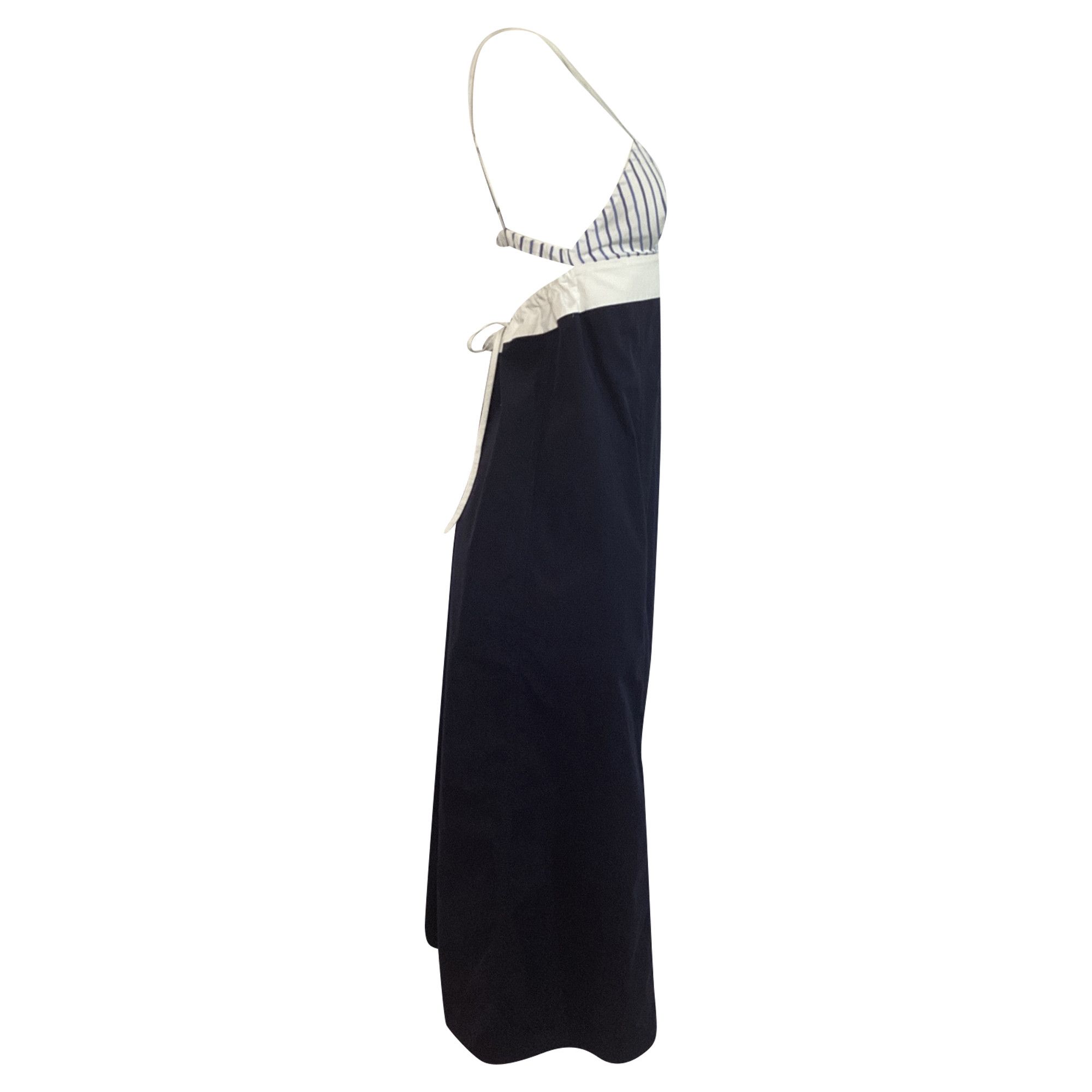 Dries Van Noten Dries Van Noten Stiped Bra Top Midi Dress in Navy Blue Cotto Size XXS / US 00 / IT 34 - 4 Thumbnail