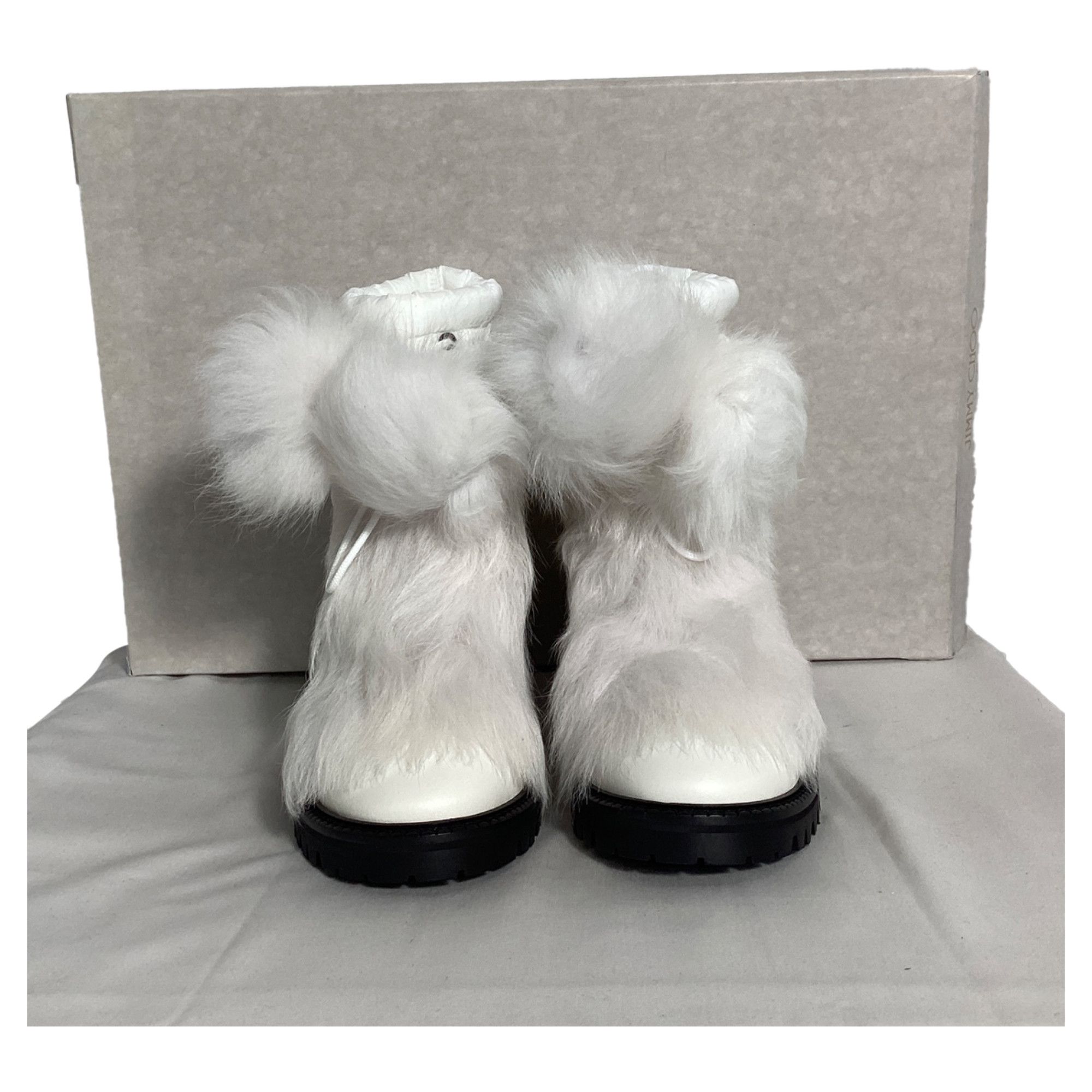 Jimmy Choo Jimmy Choo Fur Trim Ankle Boots in White Leather Size US 6.5 / IT 36.5 - 5 Thumbnail