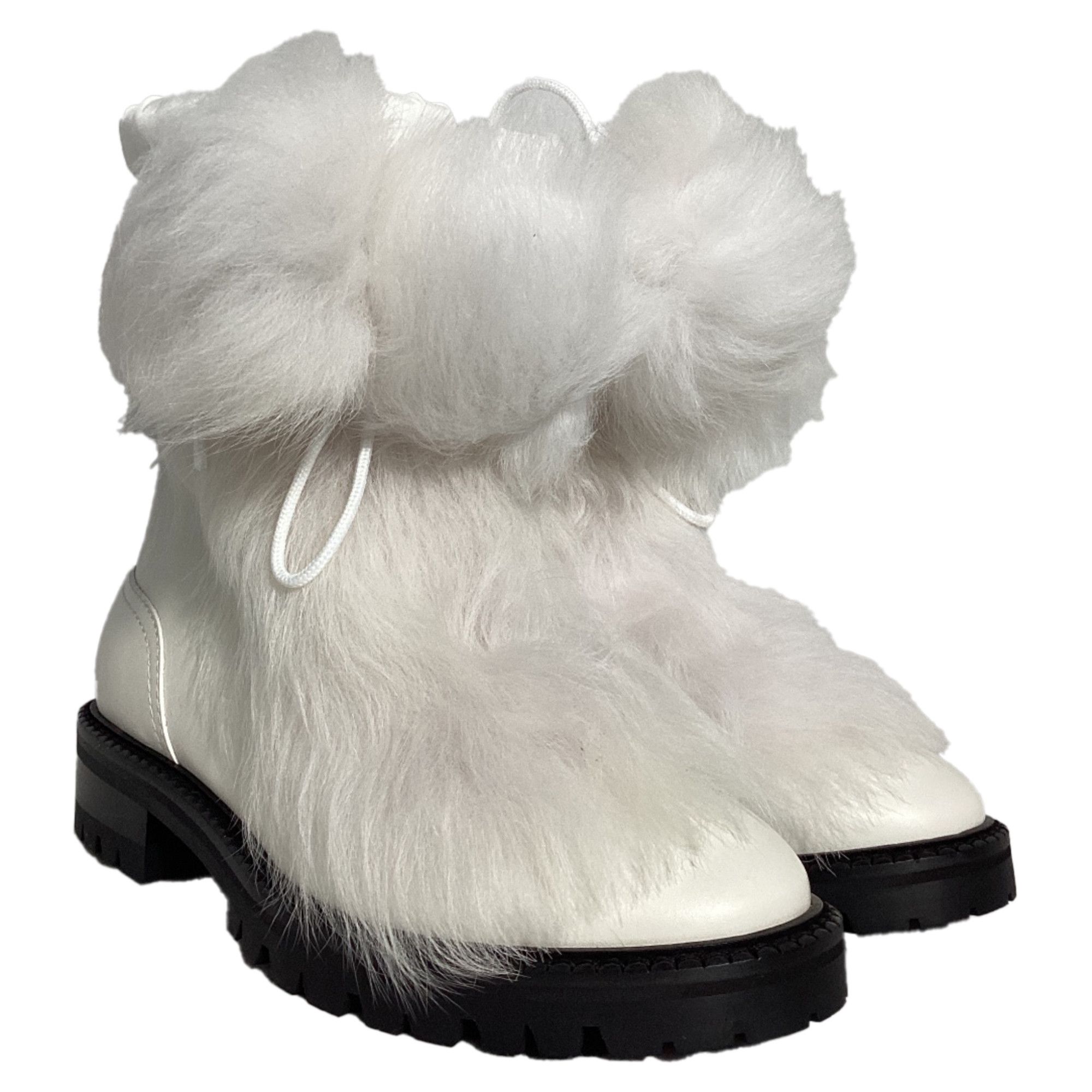 Jimmy Choo Jimmy Choo Fur Trim Ankle Boots in White Leather Size US 6.5 / IT 36.5 - 6 Thumbnail