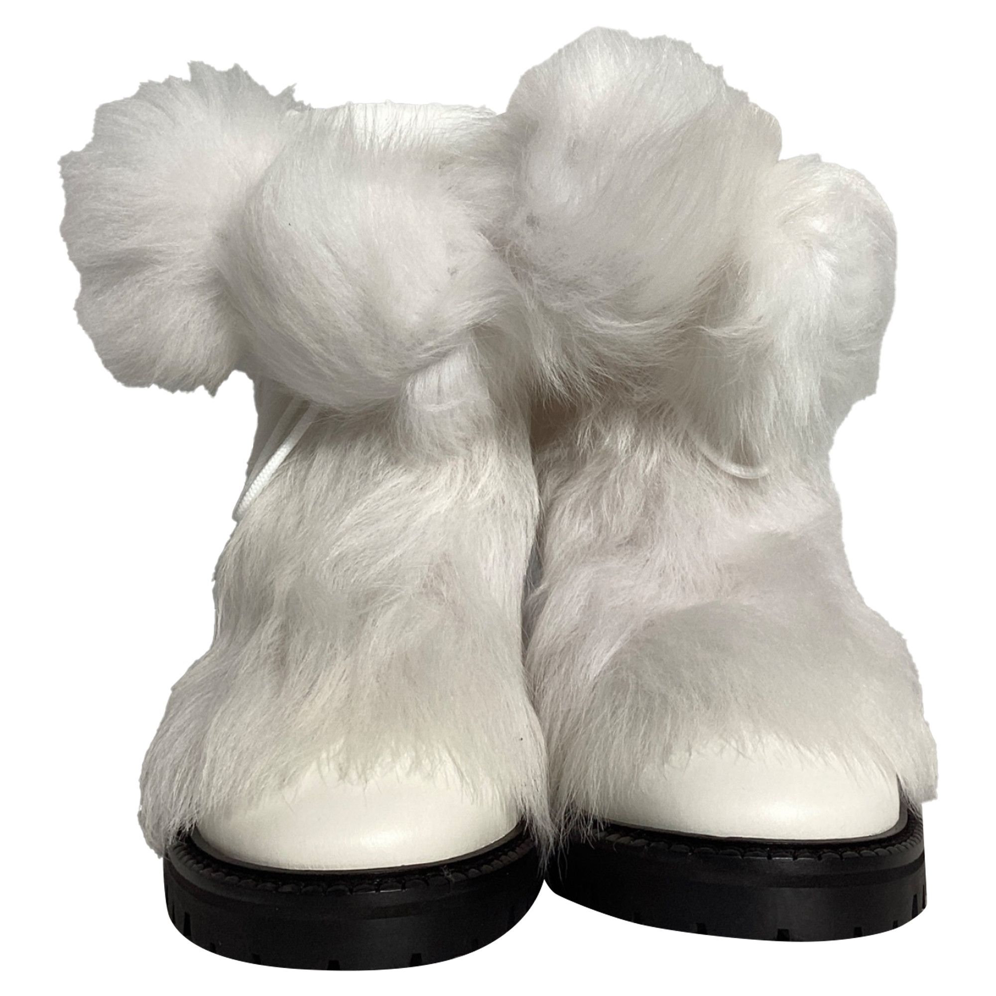 Jimmy Choo Jimmy Choo Fur Trim Ankle Boots in White Leather Size US 6.5 / IT 36.5 - 2 Thumbnail