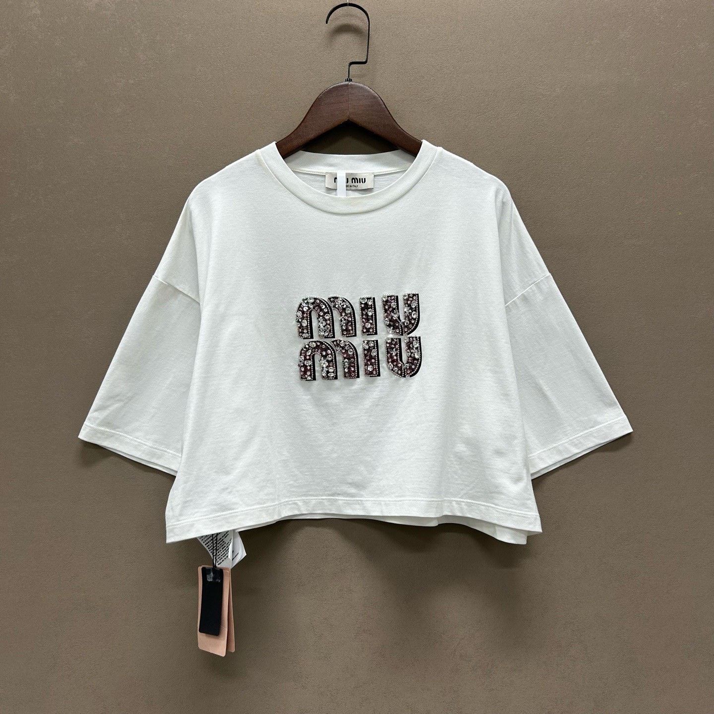 Miu Miu Miu Miu Crystal Logo T-Shirt Size S Size S / US 4 / IT 40 - 2 Thumbnail