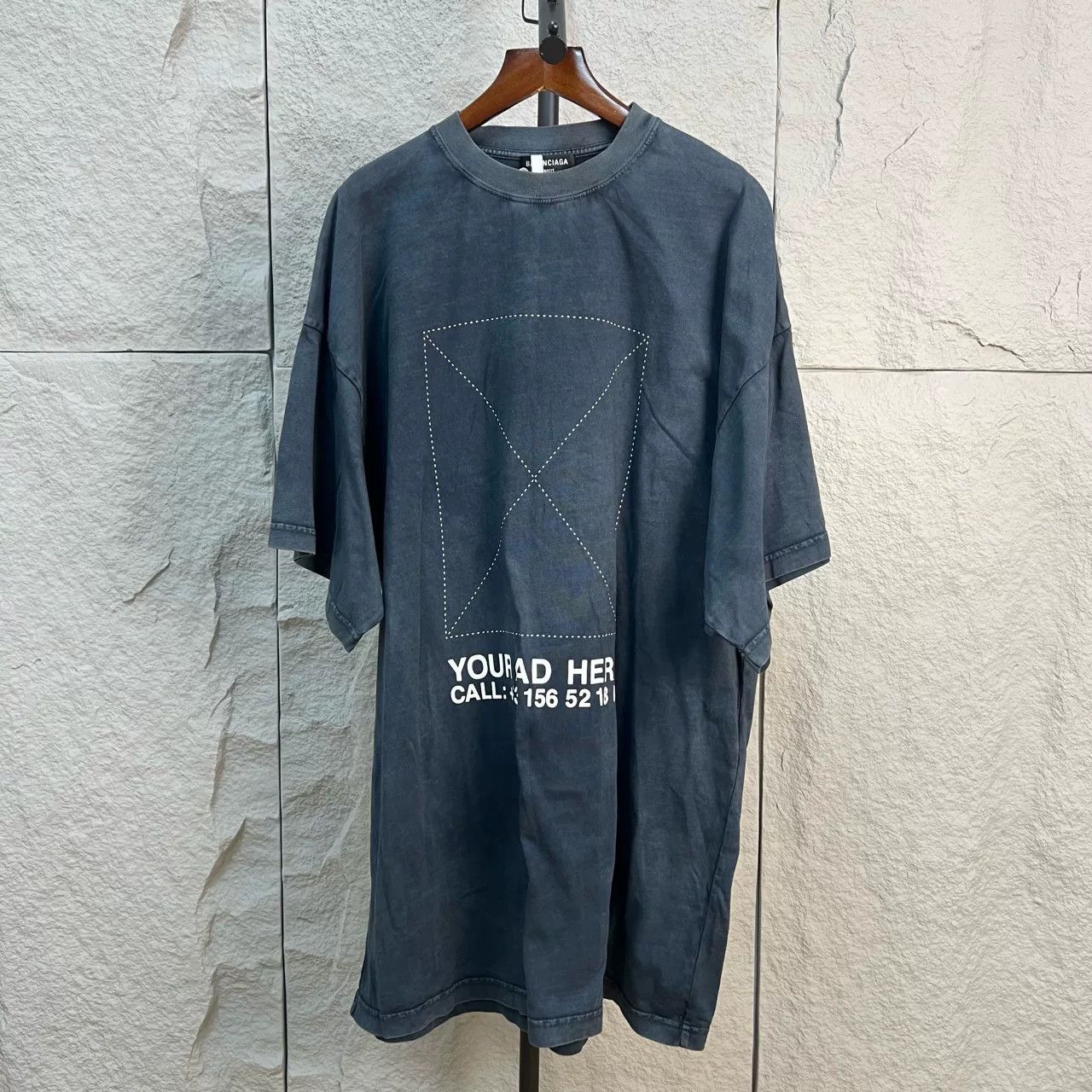 Balenciaga Balenciaga Dotted Frame Washed T-Shirt Size M Size US M / EU 48-50 / 2 - 2 Thumbnail