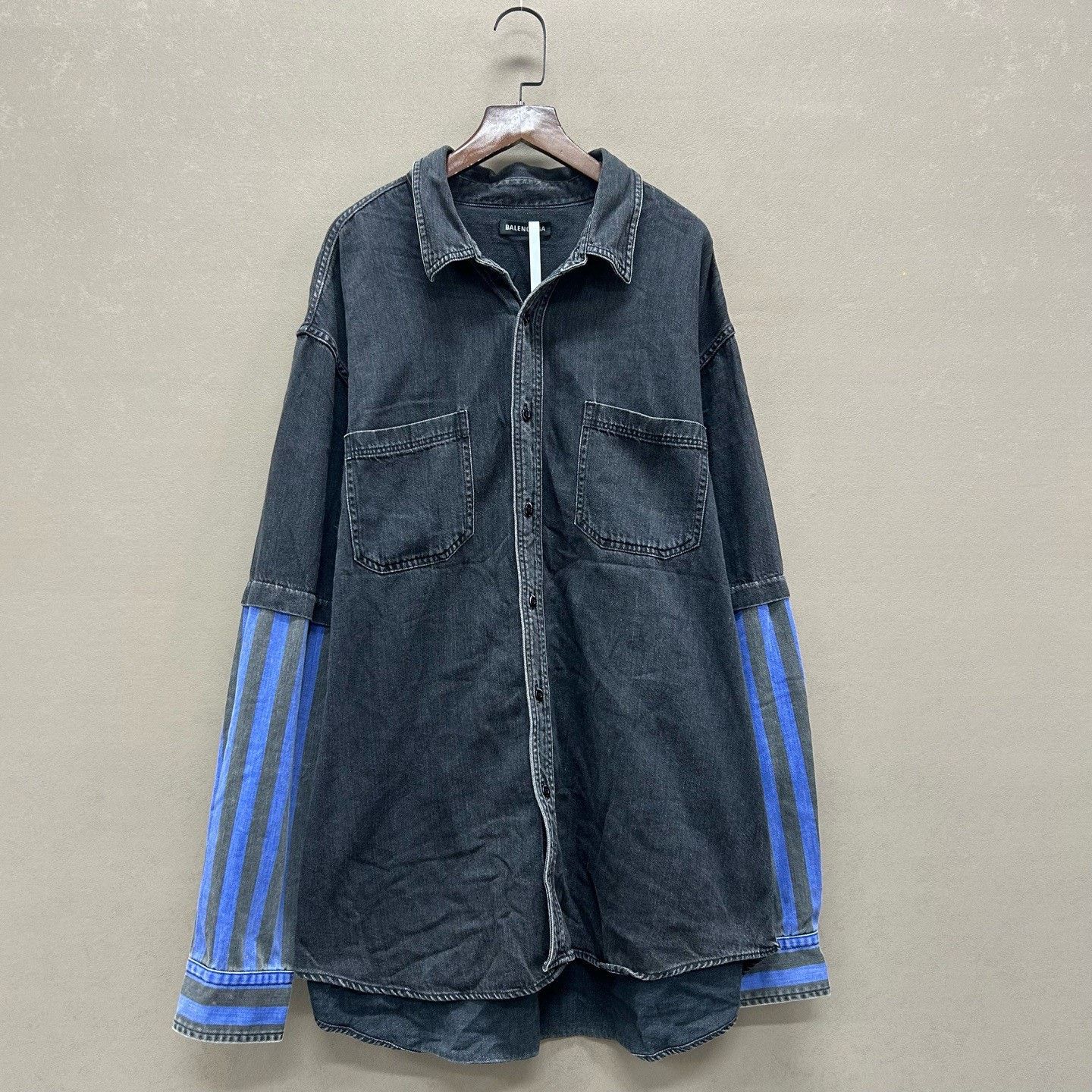 Balenciaga Balenciaga Striped Denim Button Up Shirt Size L Size US L / EU 52-54 / 3 - 2 Thumbnail