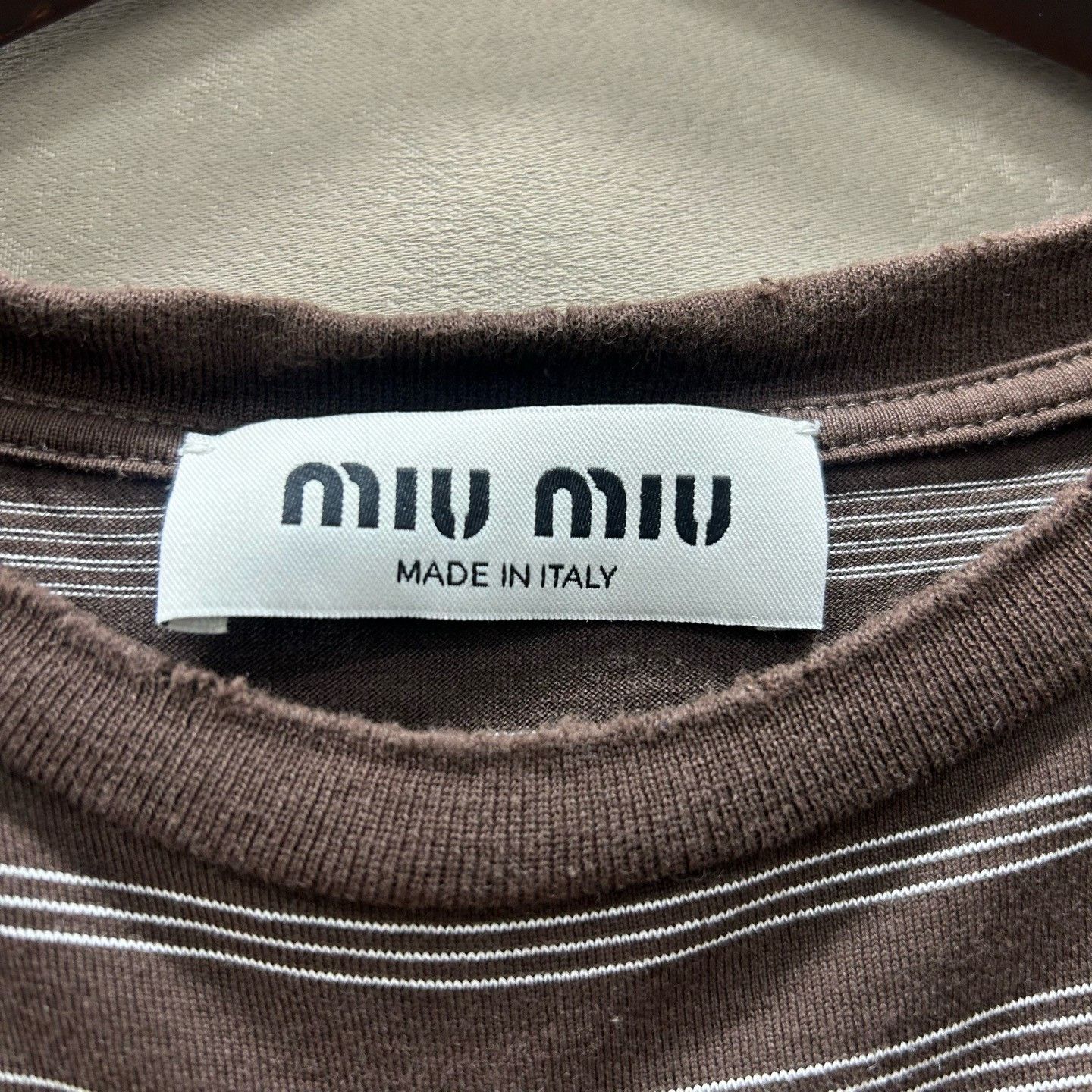 Miu Miu Miu Miu Brown Striped Pocket T-Shirt Size M Size M / US 6-8 / IT 42-44 - 4 Thumbnail