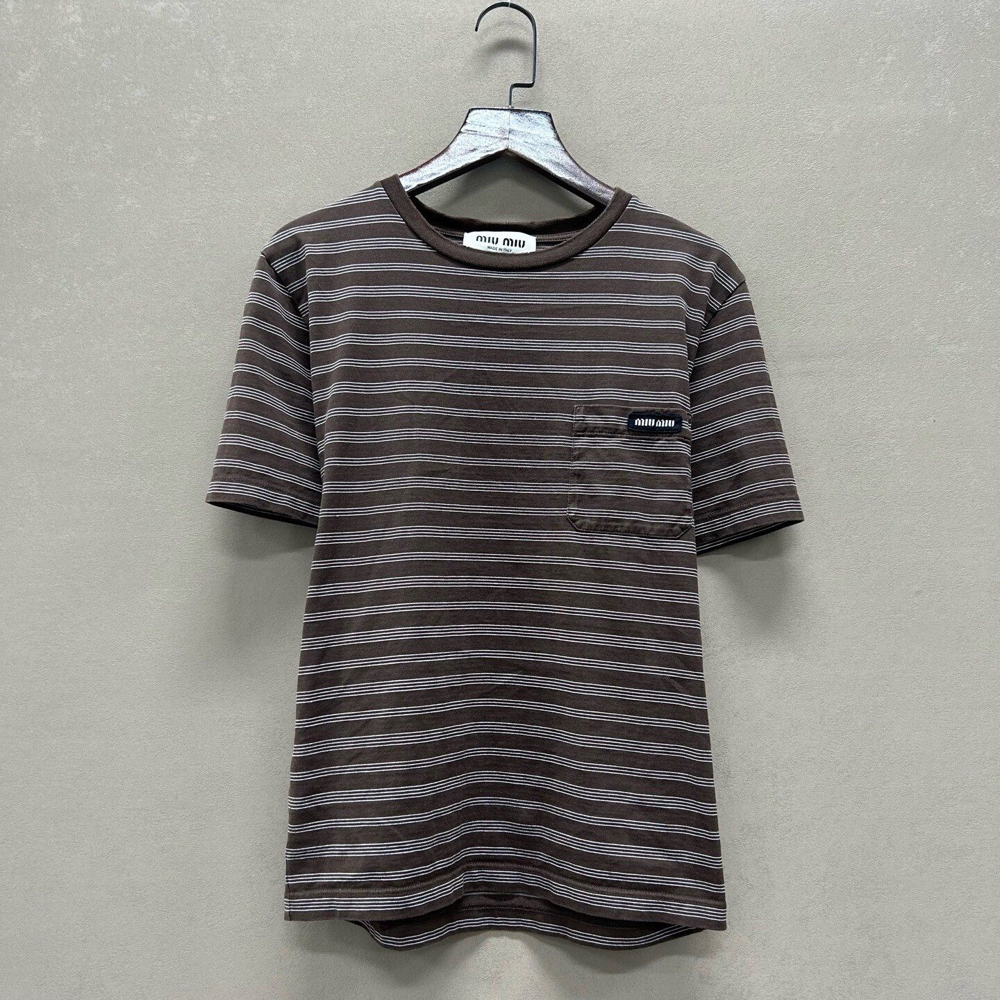 Miu Miu Miu Miu Brown Striped Pocket T-Shirt Size M Size M / US 6-8 / IT 42-44 - 2 Thumbnail