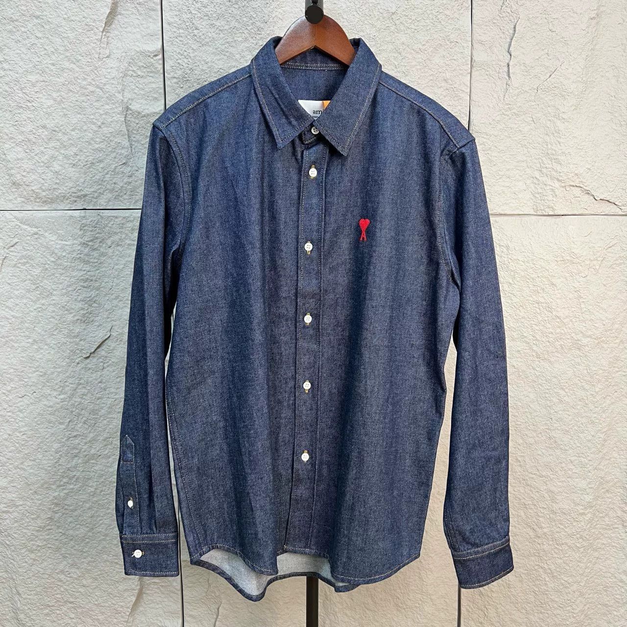 AMI AMI Alexandre Mattiussi Heart Logo Denim Shirt US S Size US S / EU 44-46 / 1 - 2 Thumbnail