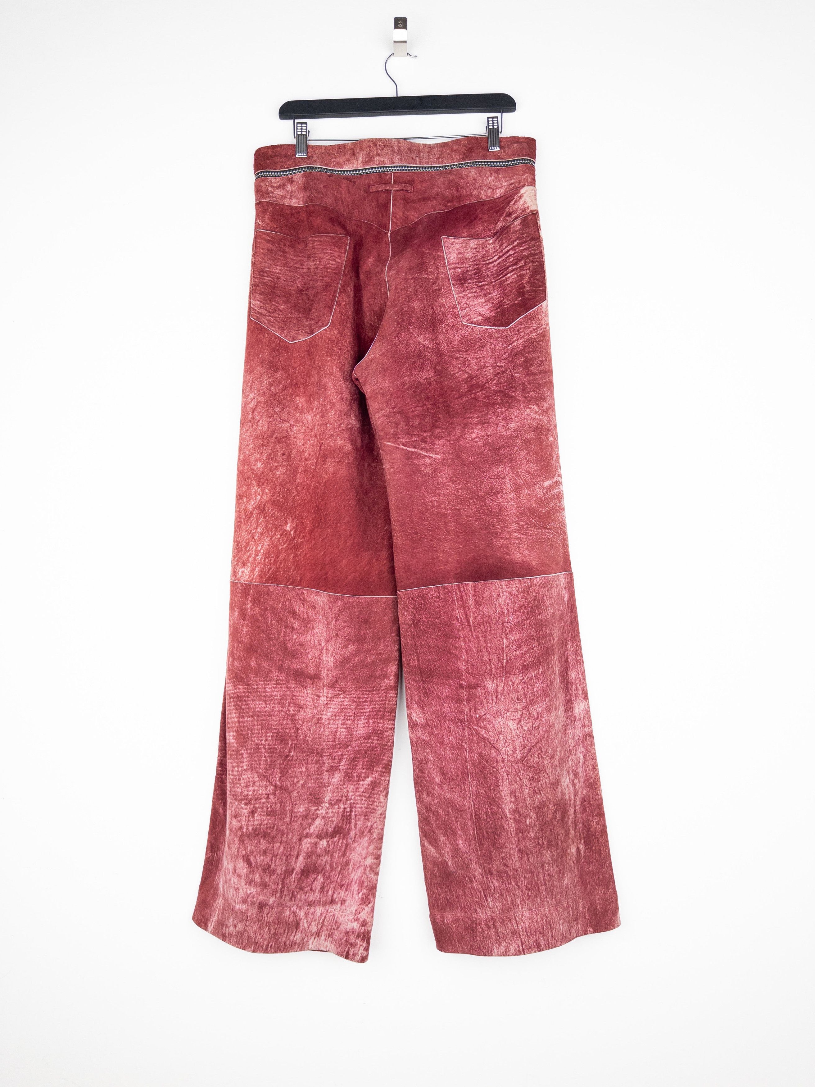 Jean Paul Gaultier AW00 Wide Leg Suede Leather Pants Size US 34 / EU 50 - 2 Thumbnail
