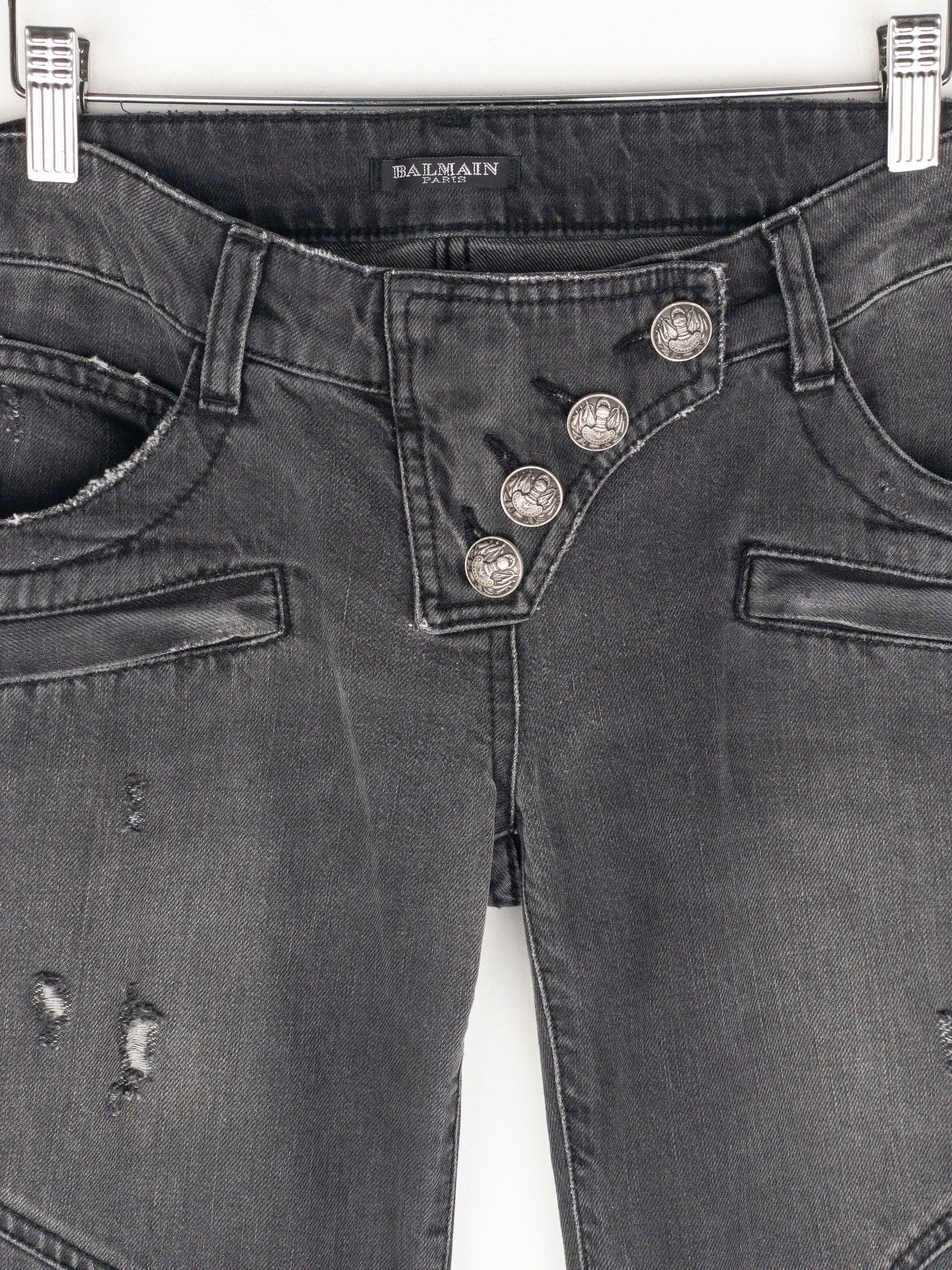 Balmain by Decarnin AW10 Flared Napoleon Biker Denim Jeans Size 27" / US 4 / IT 40 - 3 Thumbnail