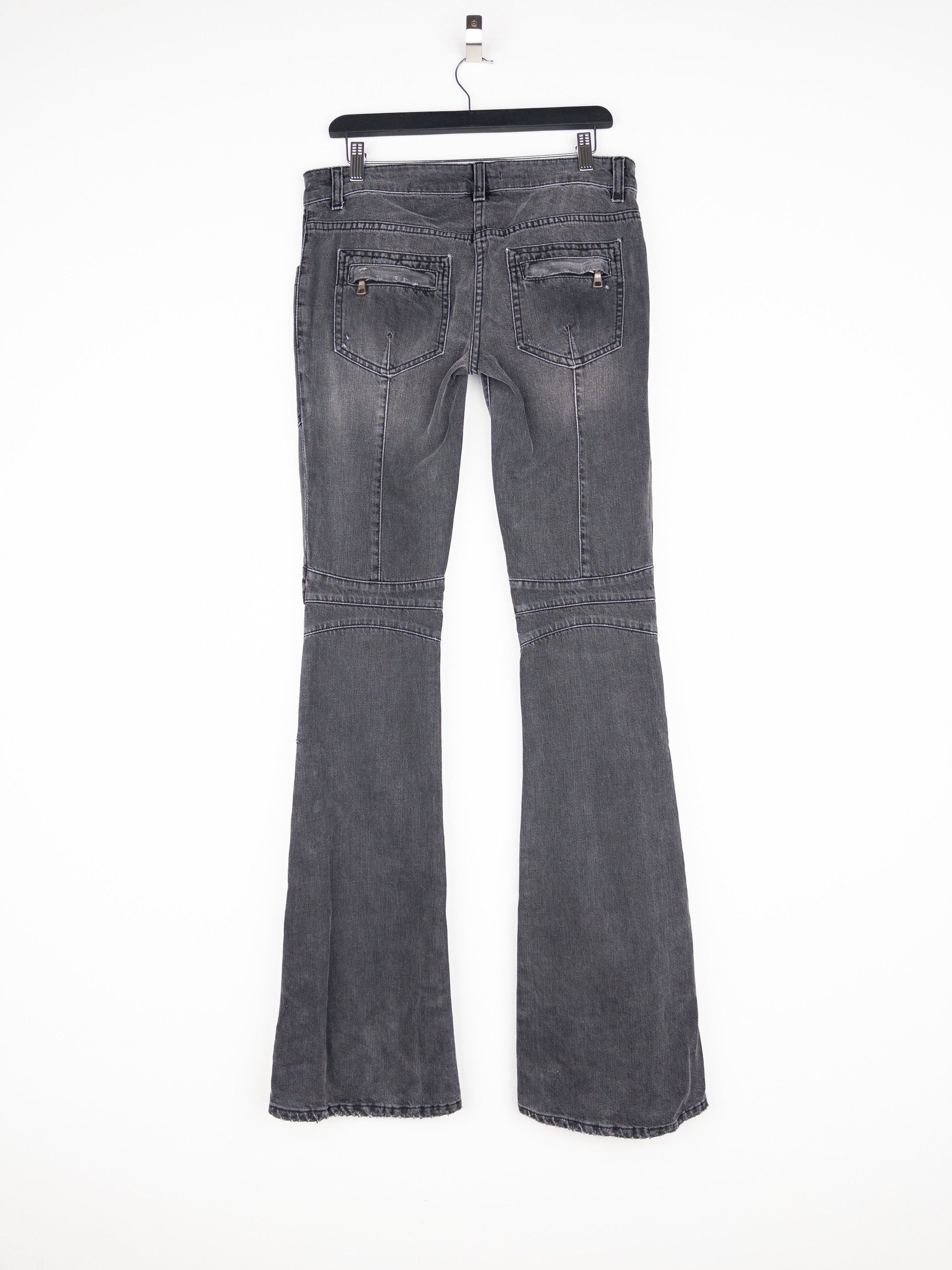 Balmain by Decarnin AW10 Flared Napoleon Biker Denim Jeans Size 27" / US 4 / IT 40 - 2 Thumbnail
