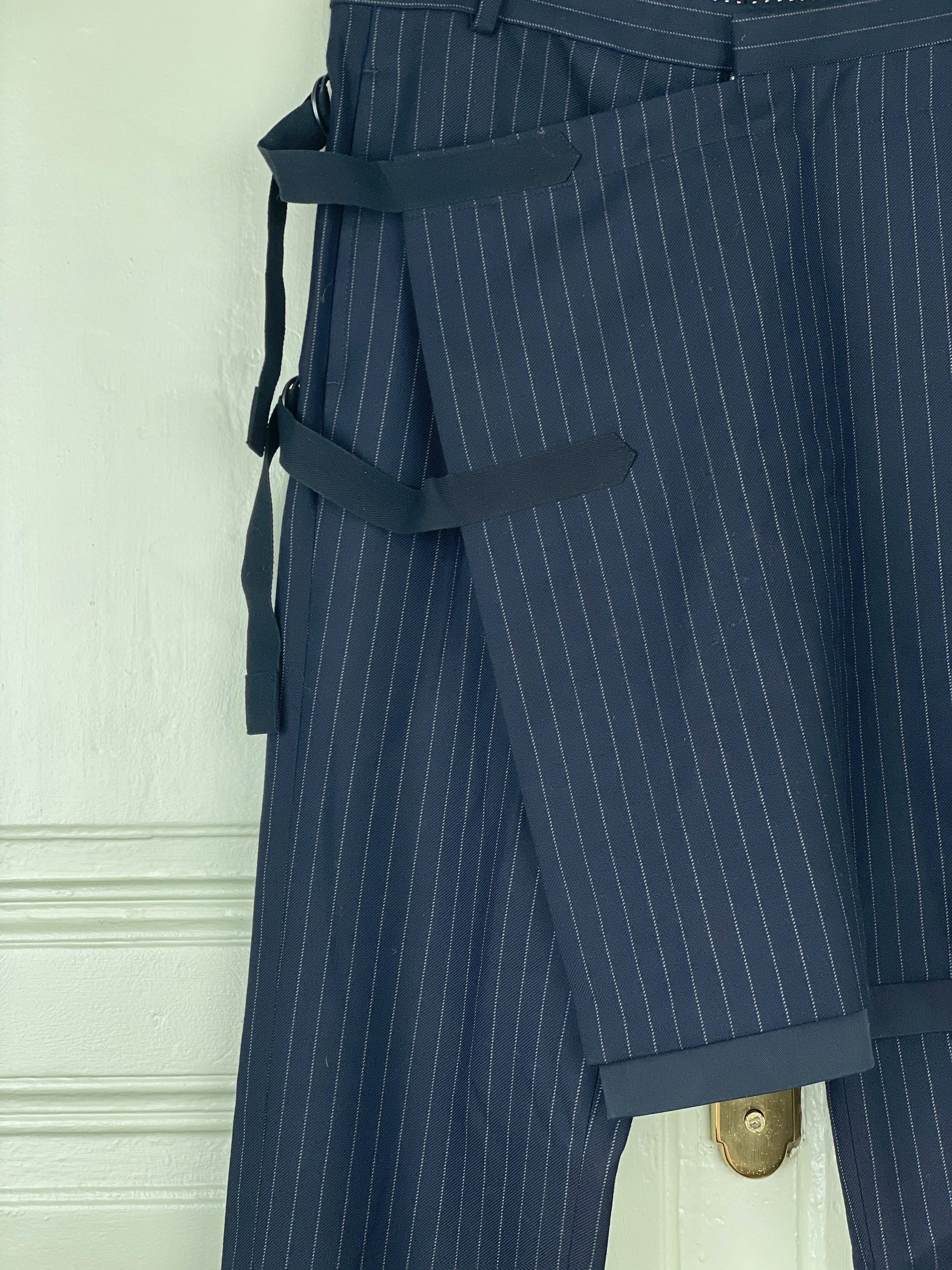 Dries Van Noten AW15 Pinstripe Bondage Skirt Pants Size US 38 / EU 54 - 4 Thumbnail