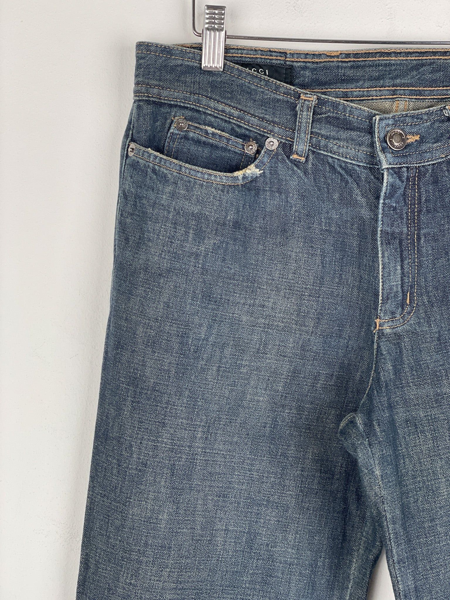 Gucci by Tom Ford SS02 Flared Sanded Bootcut Denim Jeans Size 32" / US 10 / IT 46 - 4 Thumbnail