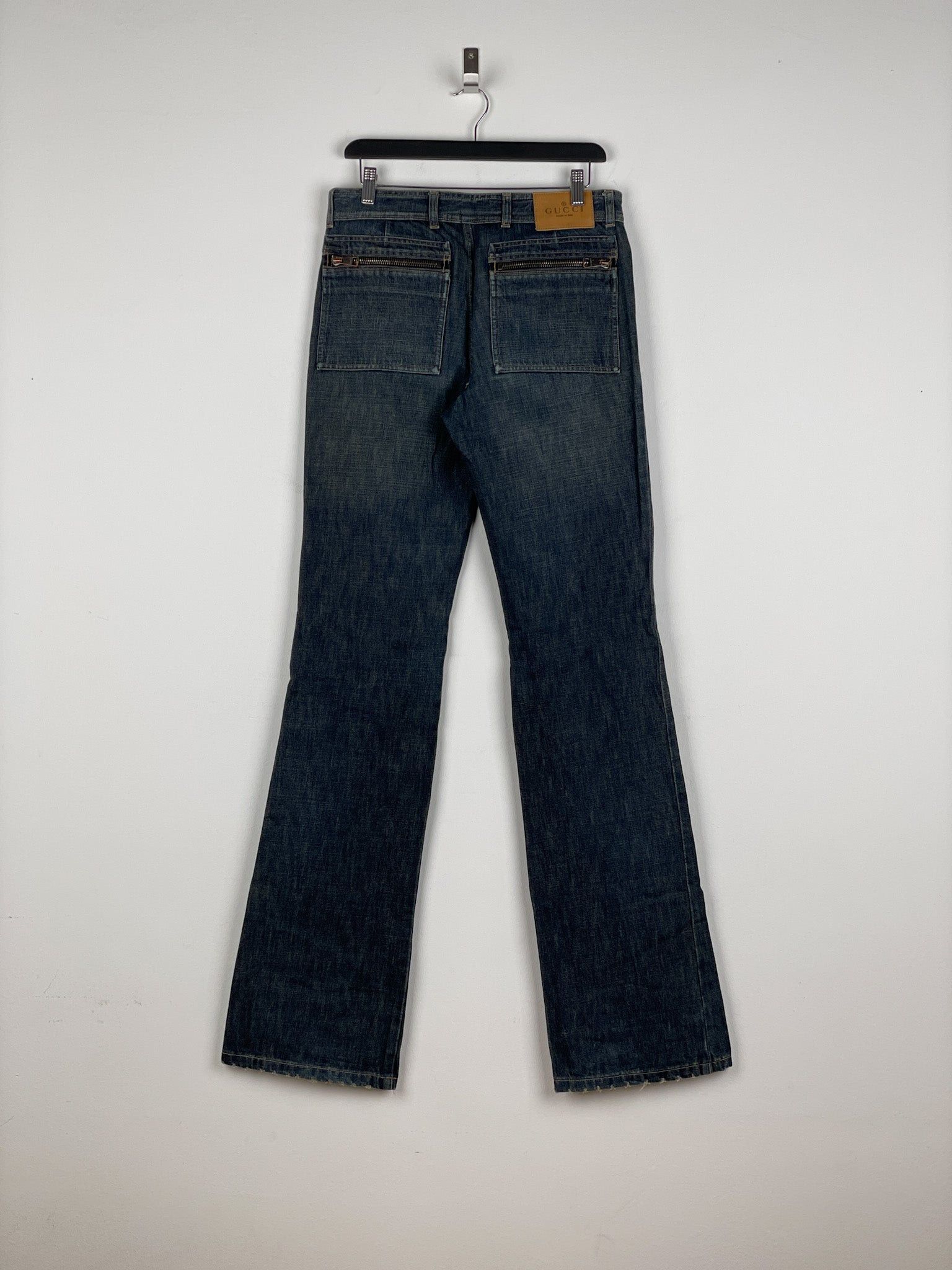 Gucci by Tom Ford SS02 Flared Sanded Bootcut Denim Jeans Size 32" / US 10 / IT 46 - 2 Thumbnail