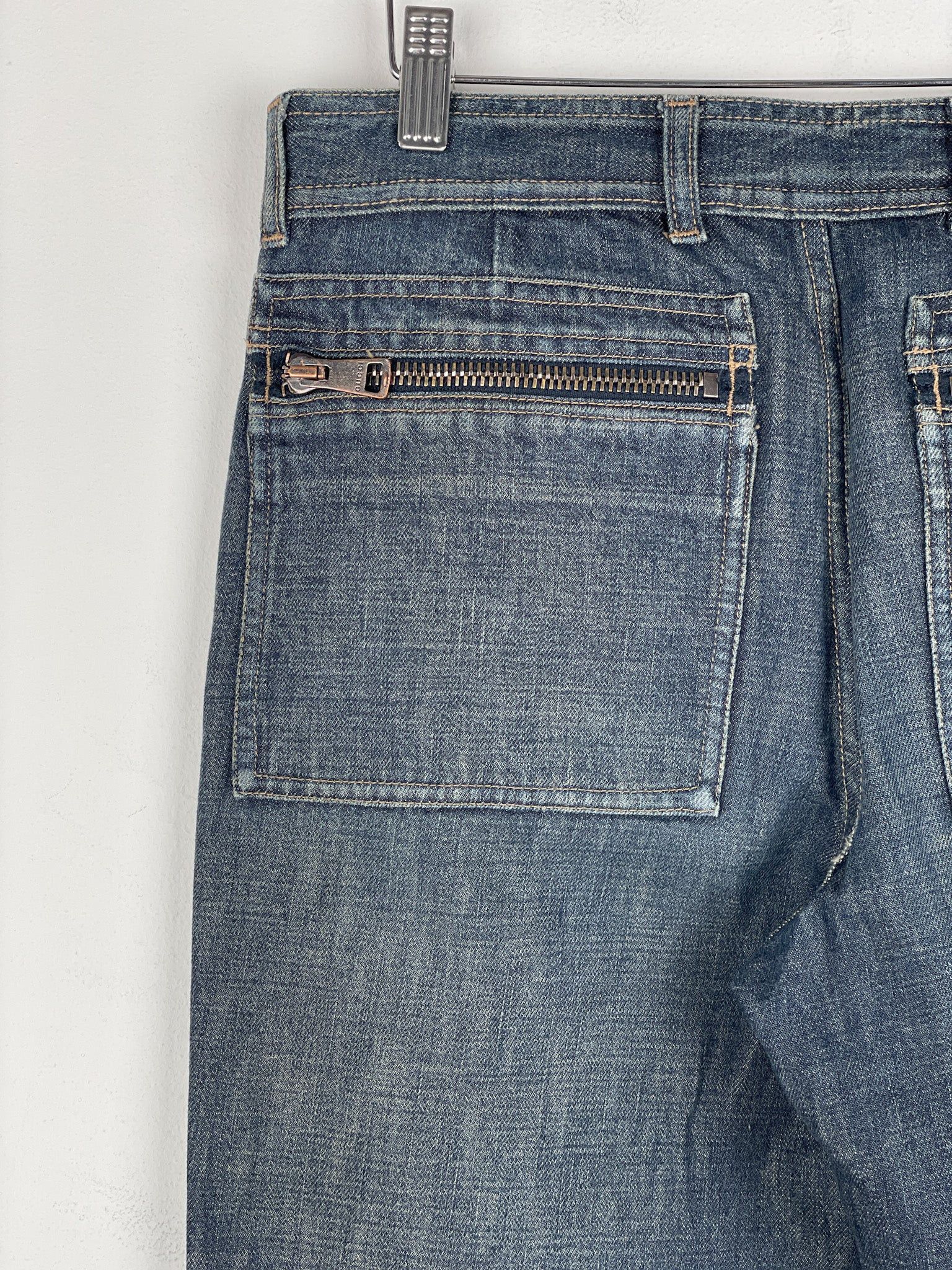 Gucci by Tom Ford SS02 Flared Sanded Bootcut Denim Jeans Size 32" / US 10 / IT 46 - 8 Thumbnail