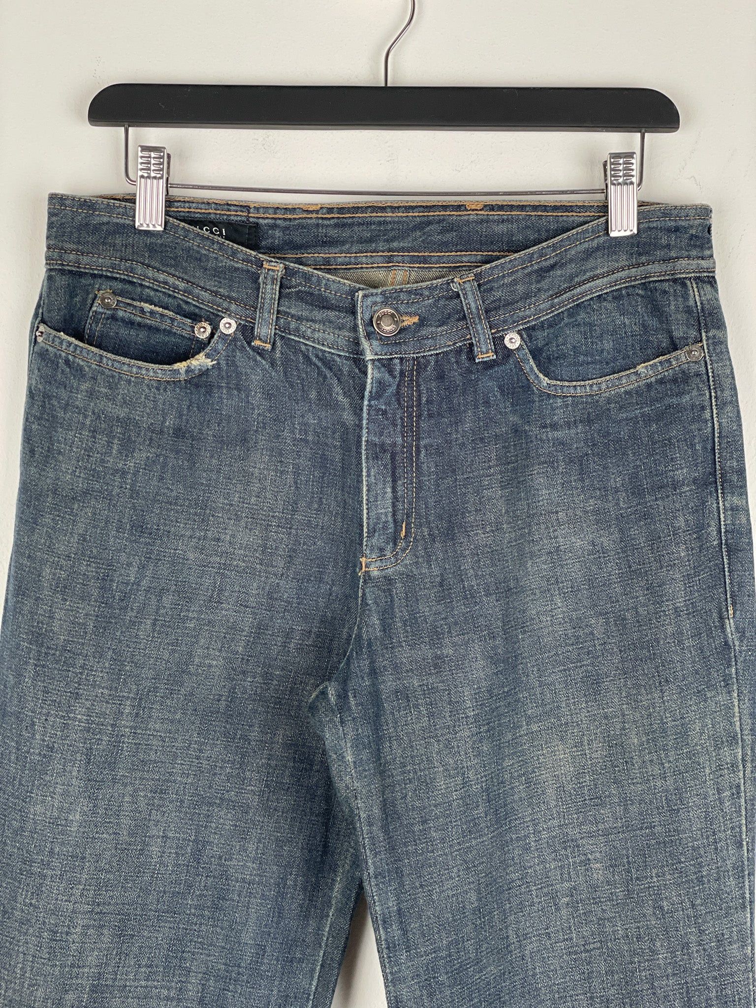 Gucci by Tom Ford SS02 Flared Sanded Bootcut Denim Jeans Size 32" / US 10 / IT 46 - 3 Thumbnail