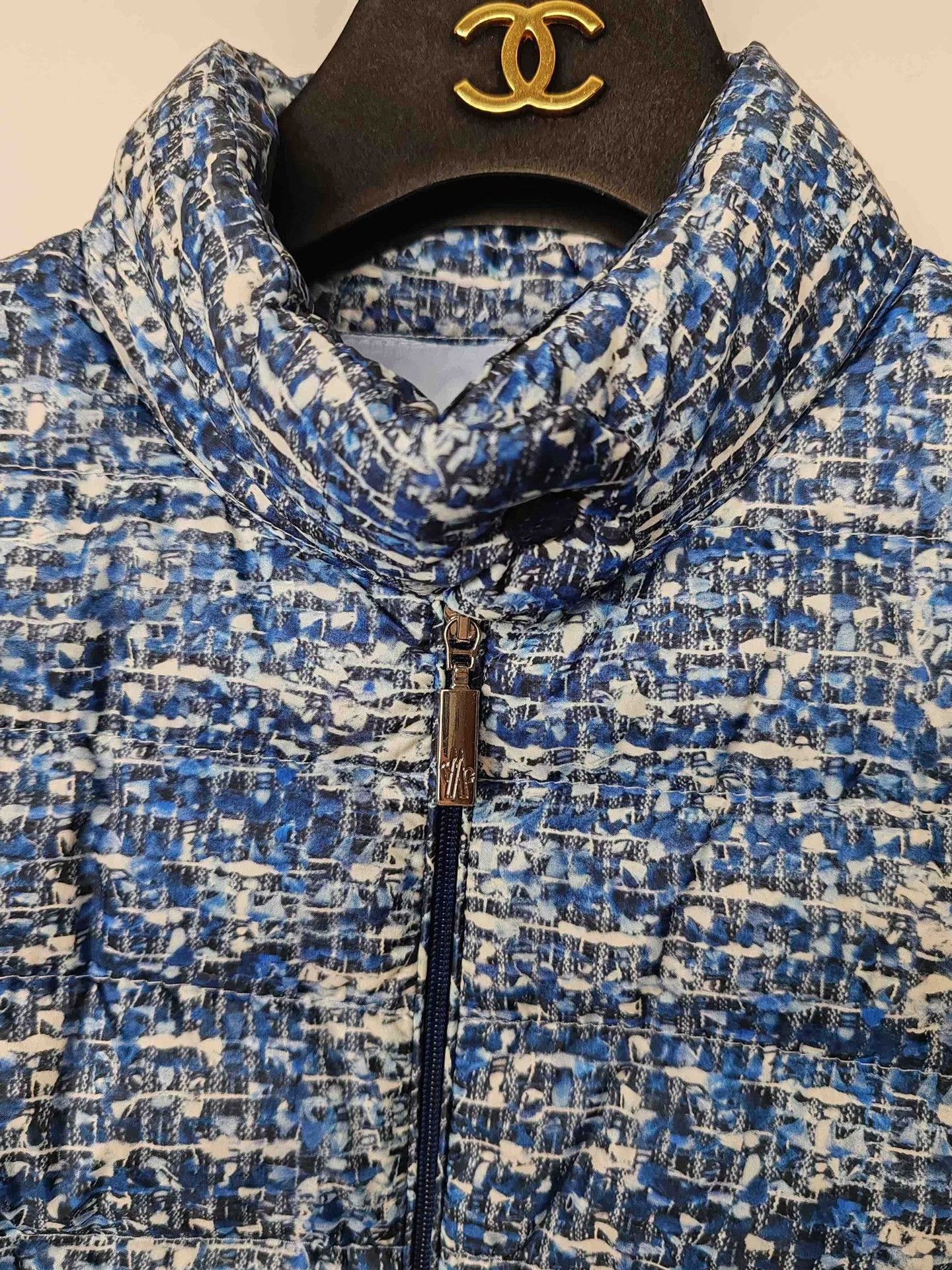 Moncler Moncler Blue Tweed Textured Puffer Jacket Size 00 Size XS / US 0-2 / IT 36-38 - 4 Thumbnail