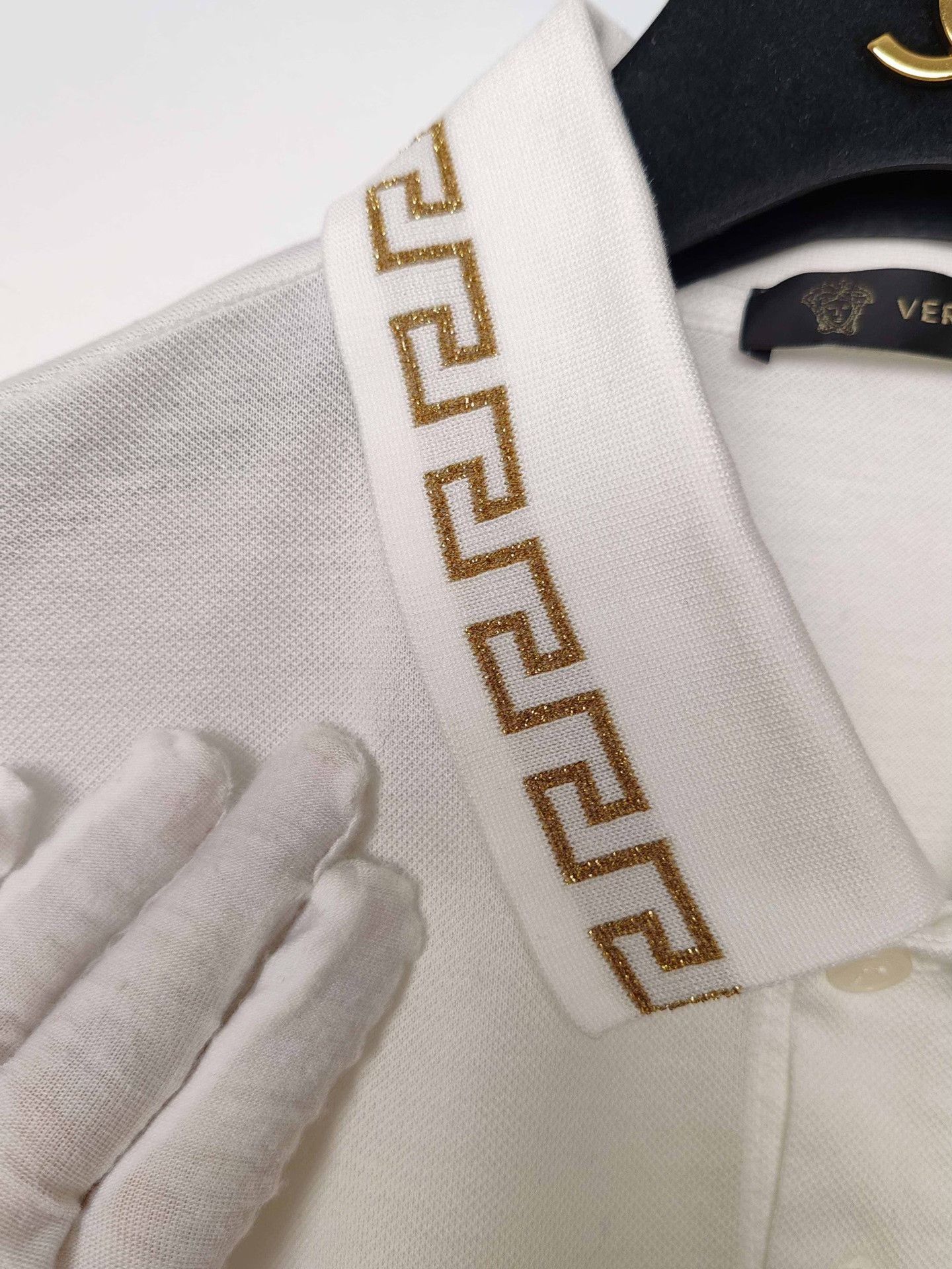 Versace Versace Gold Greek Key Polo Shirt Size M Size US M / EU 48-50 / 2 - 5 Thumbnail