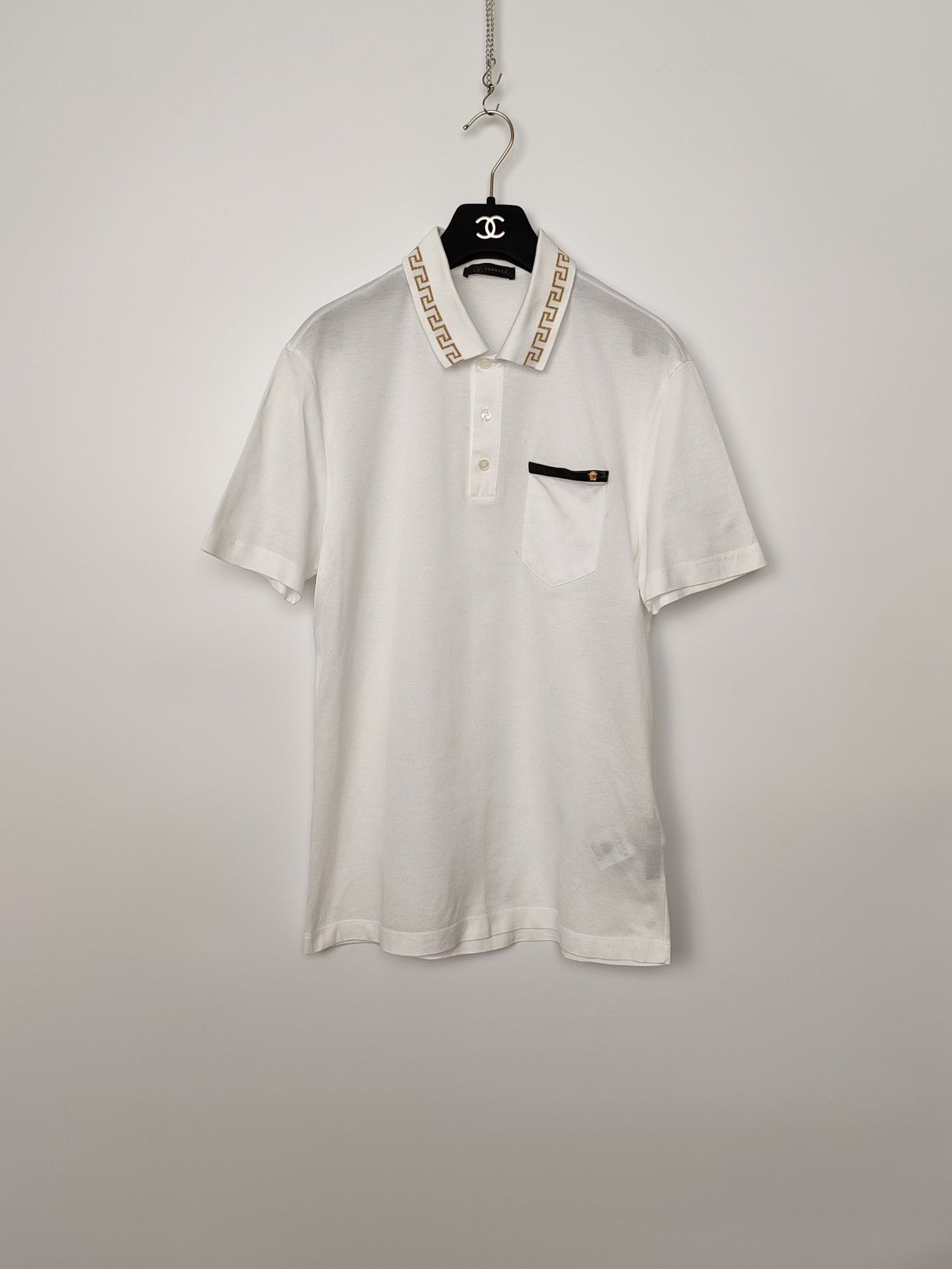 Versace Versace Gold Greek Key Polo Shirt Size M Size US M / EU 48-50 / 2 - 2 Thumbnail