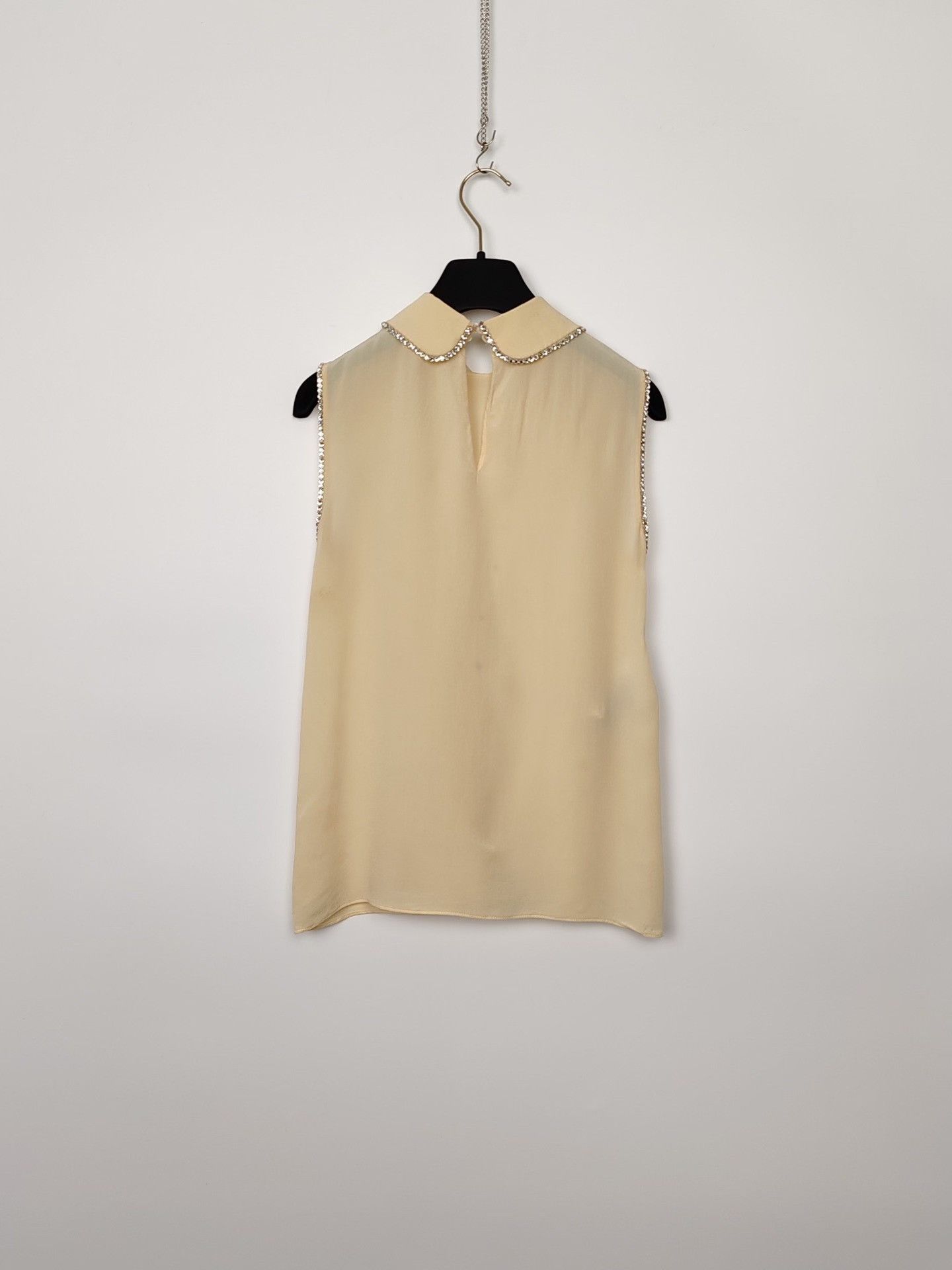 Miu Miu Miu Miu Silk Crystal Embellished Sleeveless Blouse Size 36 Size XS / US 0-2 / IT 36-38 - 3 Thumbnail