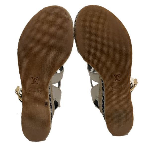 Louis Vuitton Louis Vuitton Louis Vuitton Boundary Line Leather Wedge Sandals Leather Shoes DUTY FREE for USA Size ONE SIZE - 4 Thumbnail