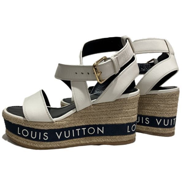 Louis Vuitton Louis Vuitton Louis Vuitton Boundary Line Leather Wedge Sandals Leather Shoes DUTY FREE for USA Size ONE SIZE - 3 Thumbnail