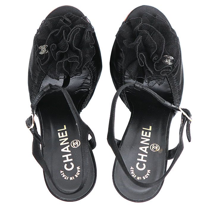 Chanel Chanel Chanel Silk Satin High Heel Sandals Leather Shoes DUTY FREE for USA Size ONE SIZE - 7 Thumbnail