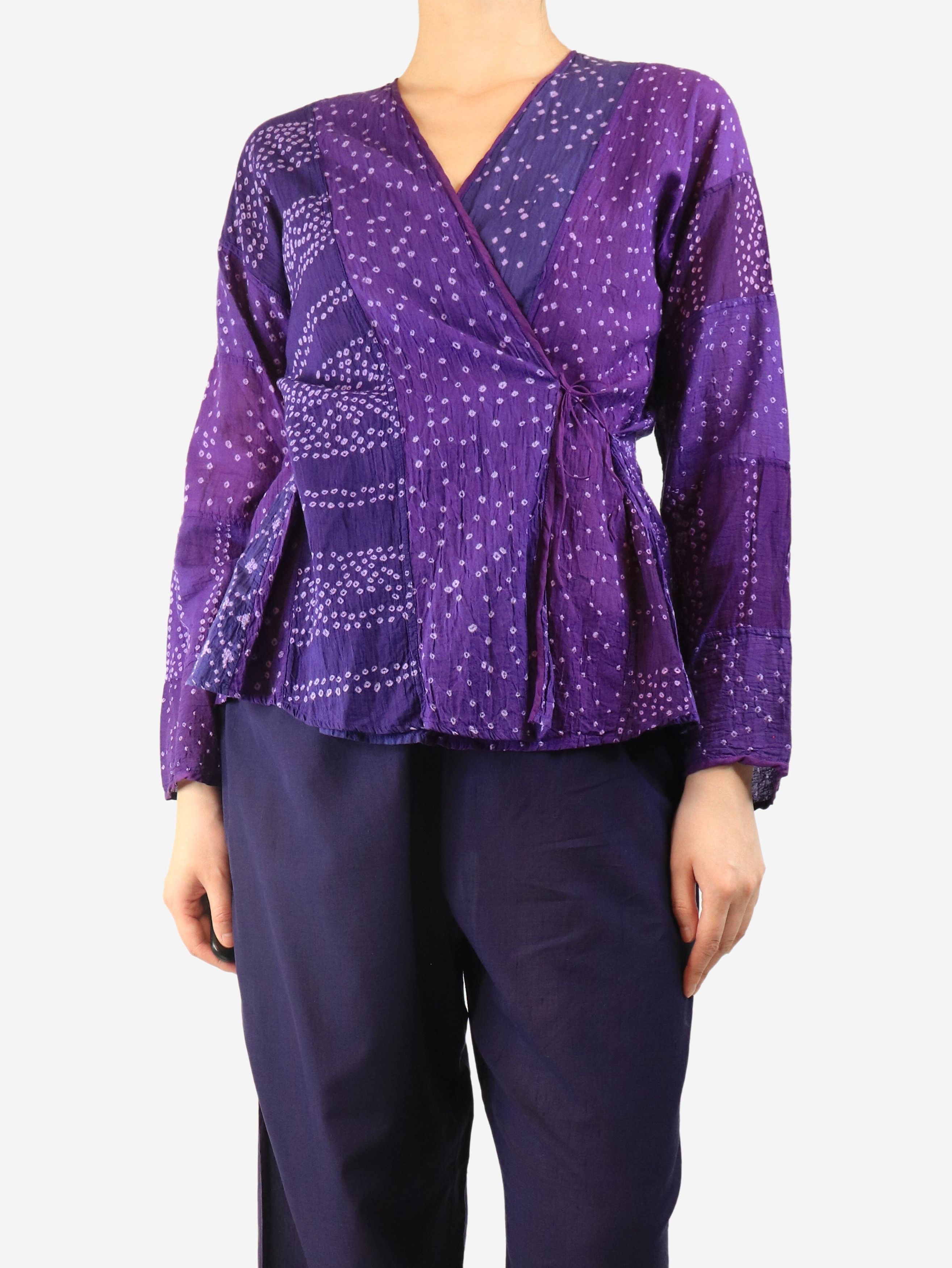 Other Purple patterned tie-front top - L Size L / US 10 / IT 46 - 3 Thumbnail