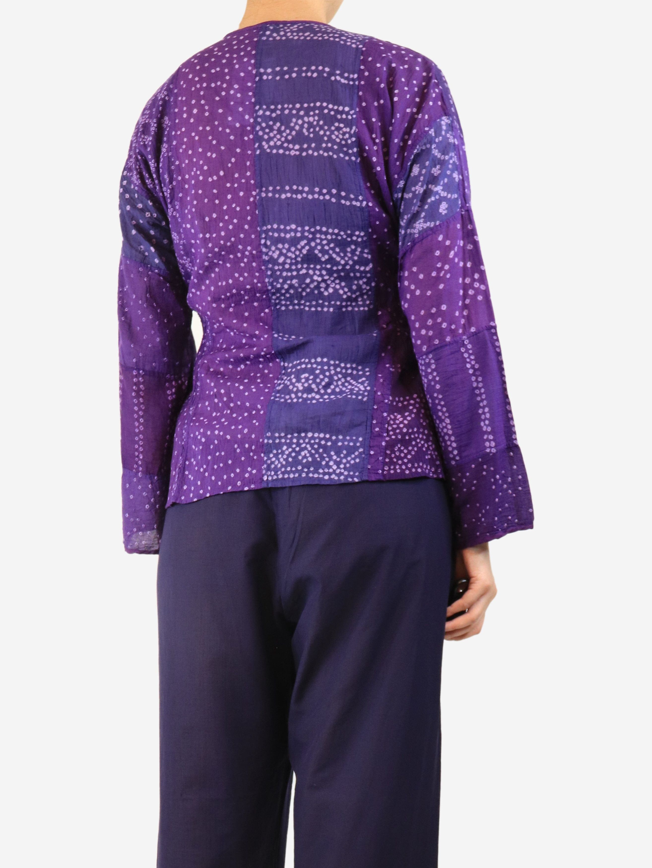 Other Purple patterned tie-front top - L Size L / US 10 / IT 46 - 2 Thumbnail