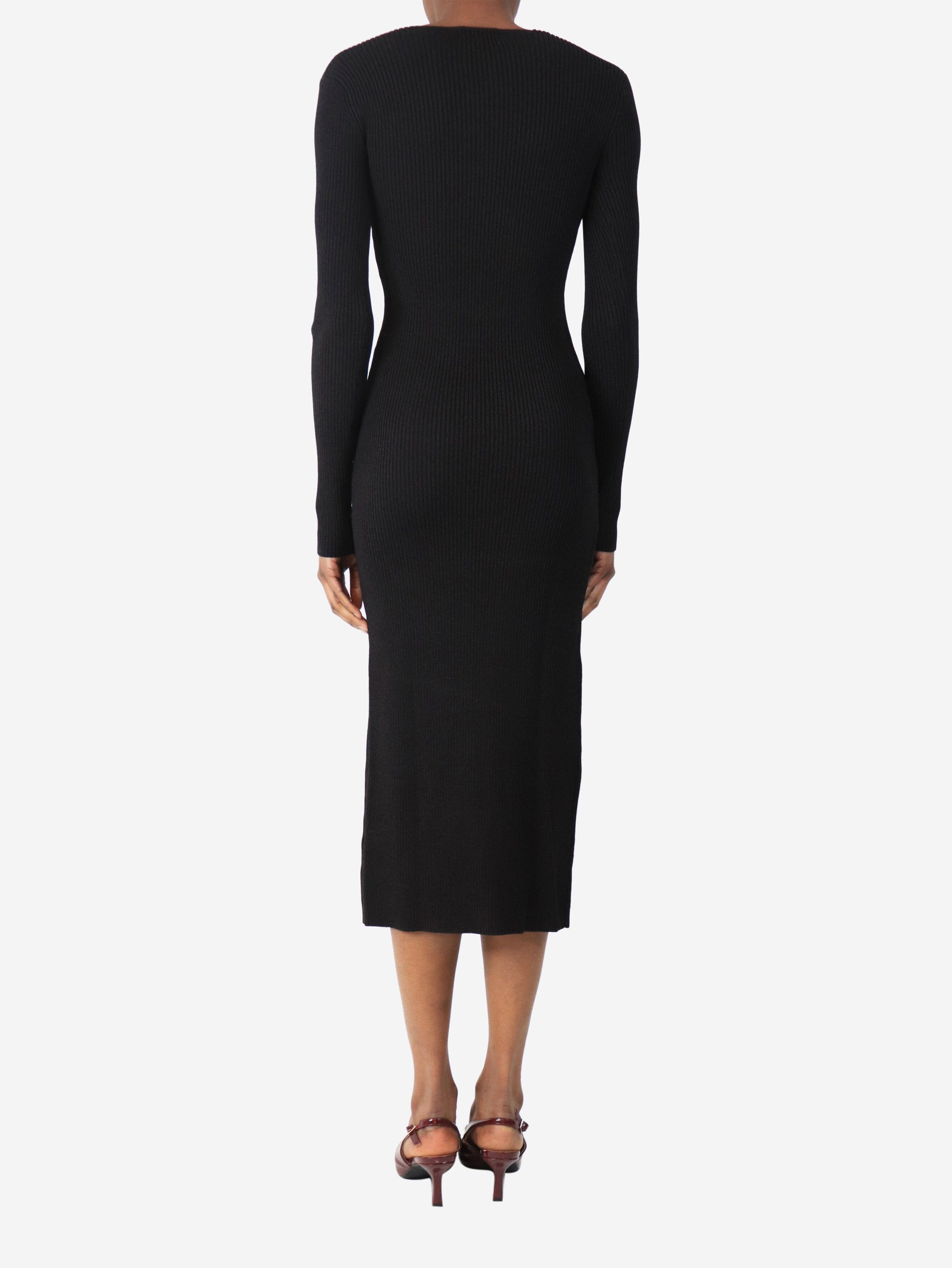 Ganni Black rib-knit midi dress - S Size S / US 4 / IT 40 - 2 Thumbnail