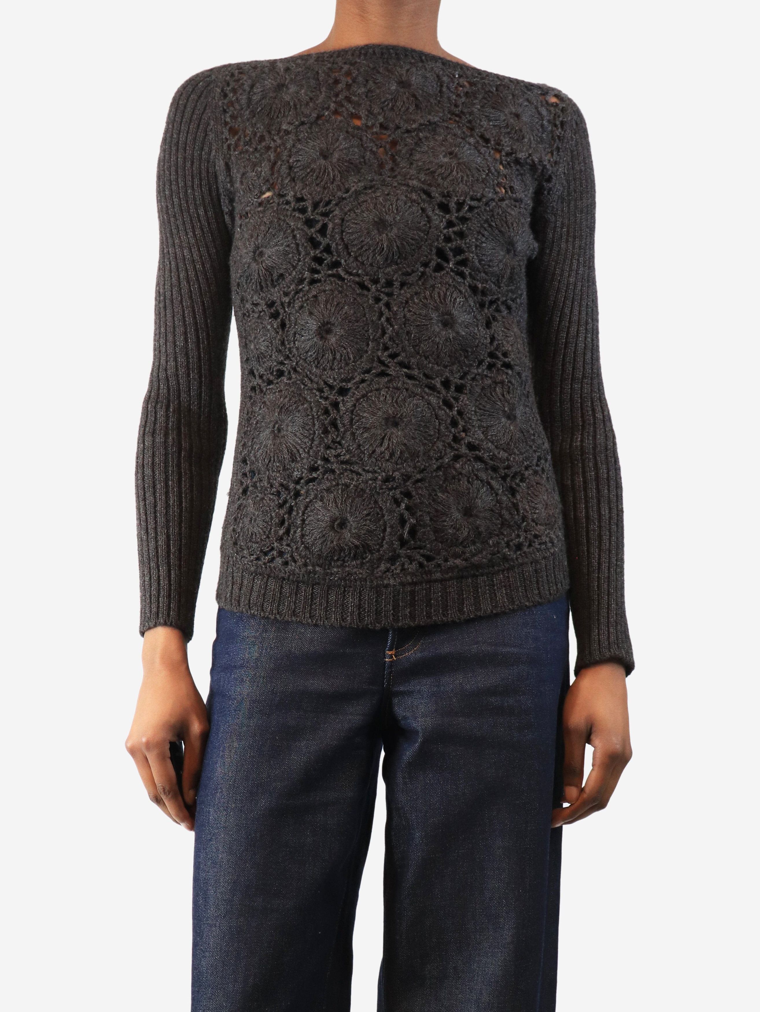 Prada Charcoal crochet knit sweater - UK 8 Size S / US 4 / IT 40 - 3 Thumbnail