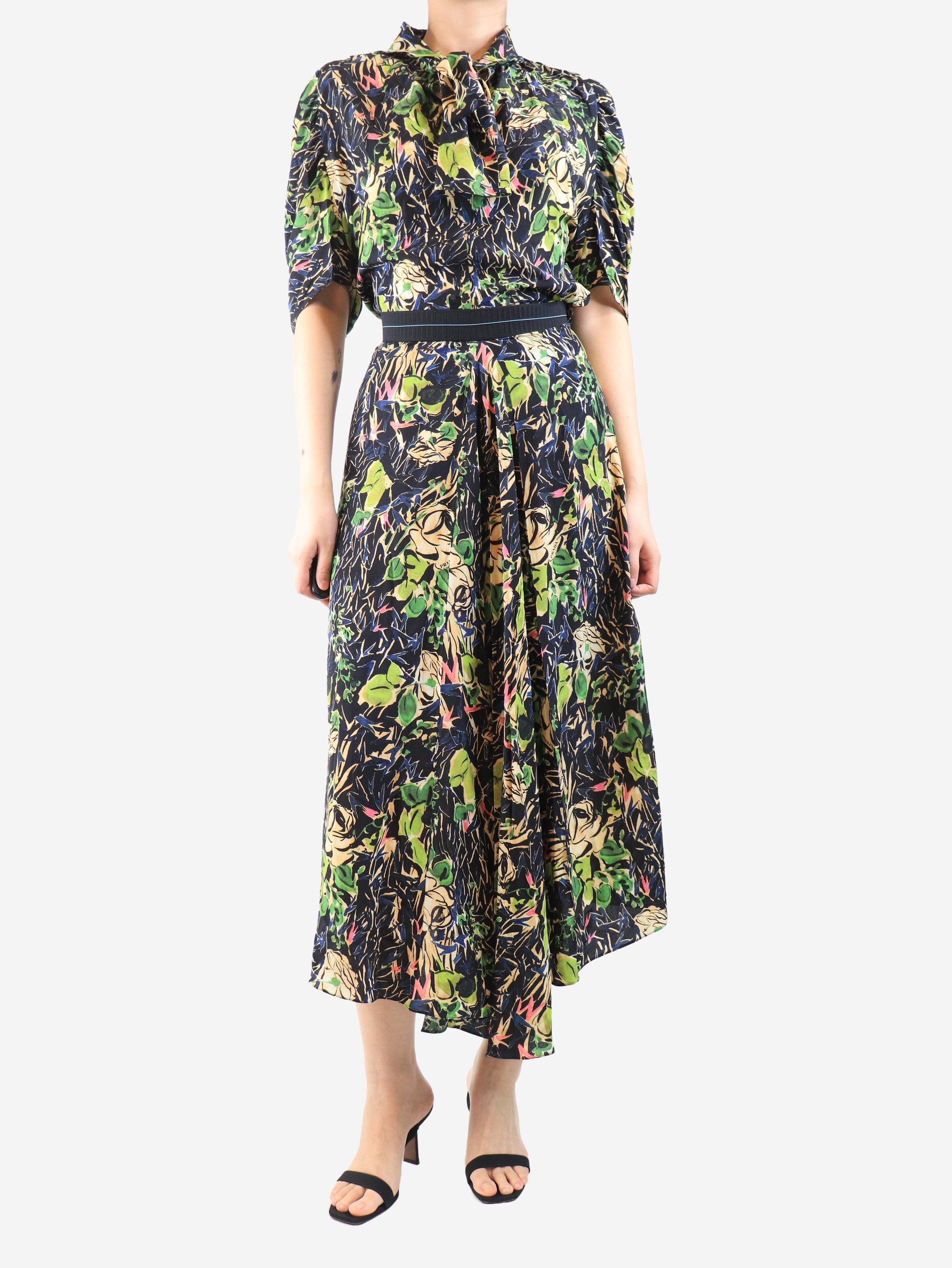 Prada Black Marocaine rose blouse and skirt set - UK 8 Size 27" / US 4 / IT 40 - 3 Thumbnail