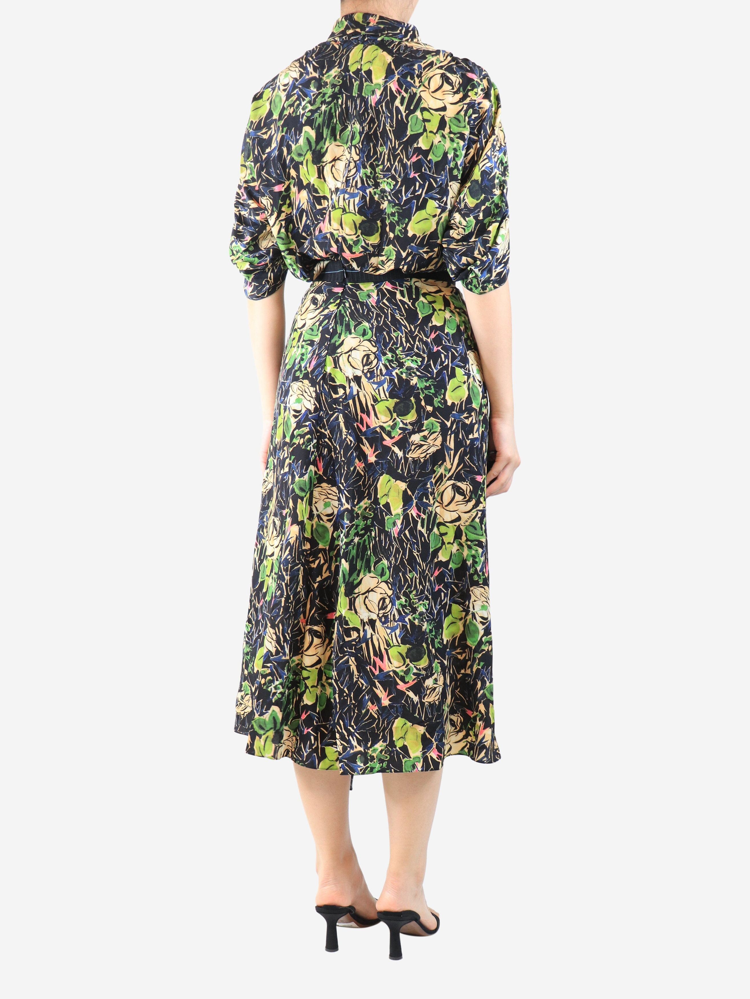 Prada Black Marocaine rose blouse and skirt set - UK 8 Size 27" / US 4 / IT 40 - 2 Thumbnail